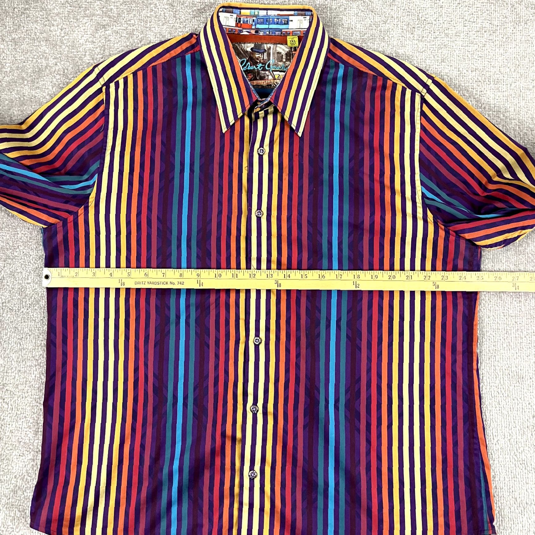 Robert Graham Robert Graham Shirt Mens 2XL Tailored Multi Striped Flip Cuff Button Up Party Multicolor Size US XXL / EU 58 / 5 - 6 Thumbnail