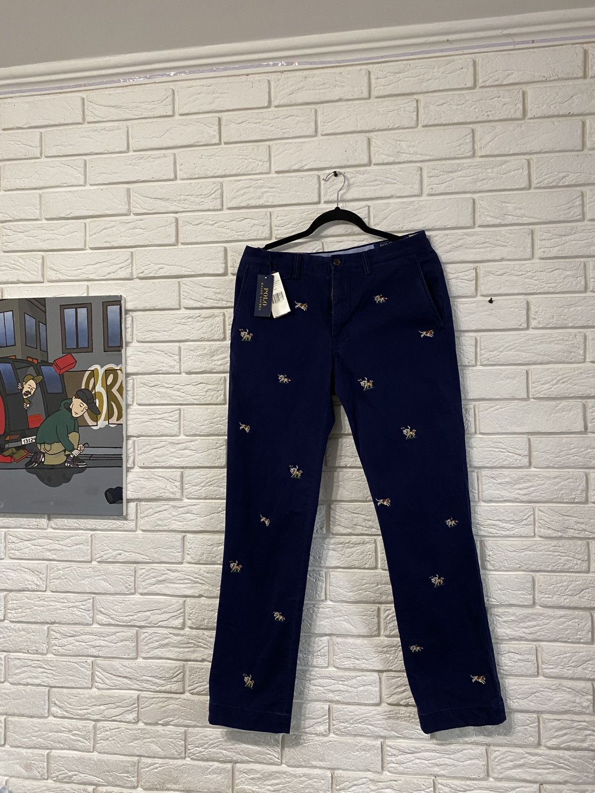 Polo Ralph Lauren Polo Ralph Lauren Navy Multi Dog Straight Chino Trousers Size US 32 / EU 48 - 1 Thumbnail