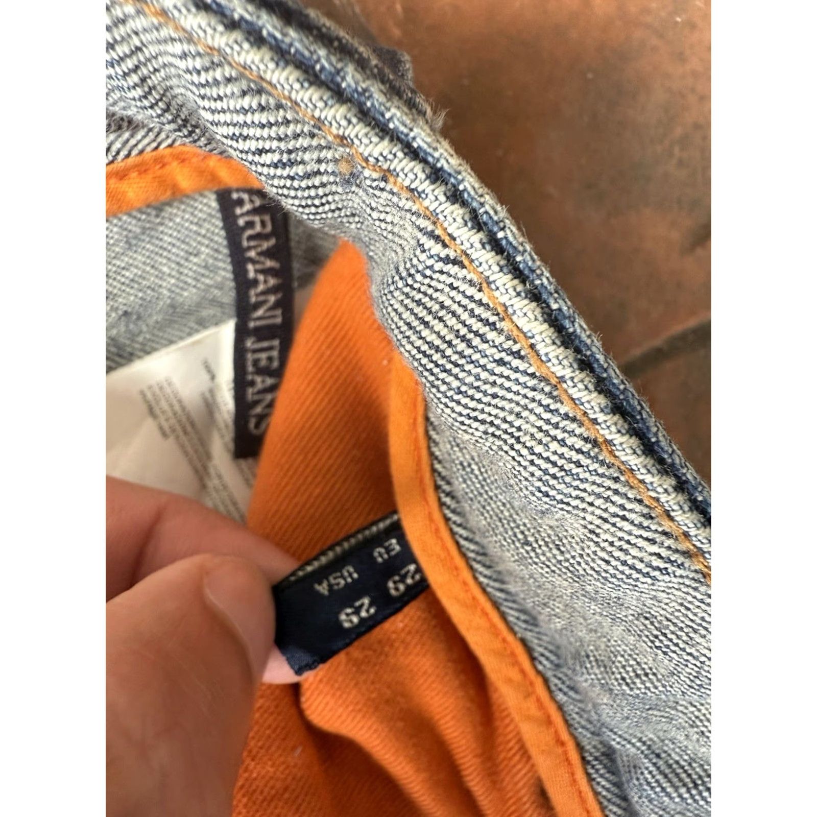 Vintage Armani Jeans Button Fly Jeans Mens 29 Dark Indigo Blue Straight Leg Slim Denim 5-Pocket Size US 34 / EU 50 - 4 Thumbnail