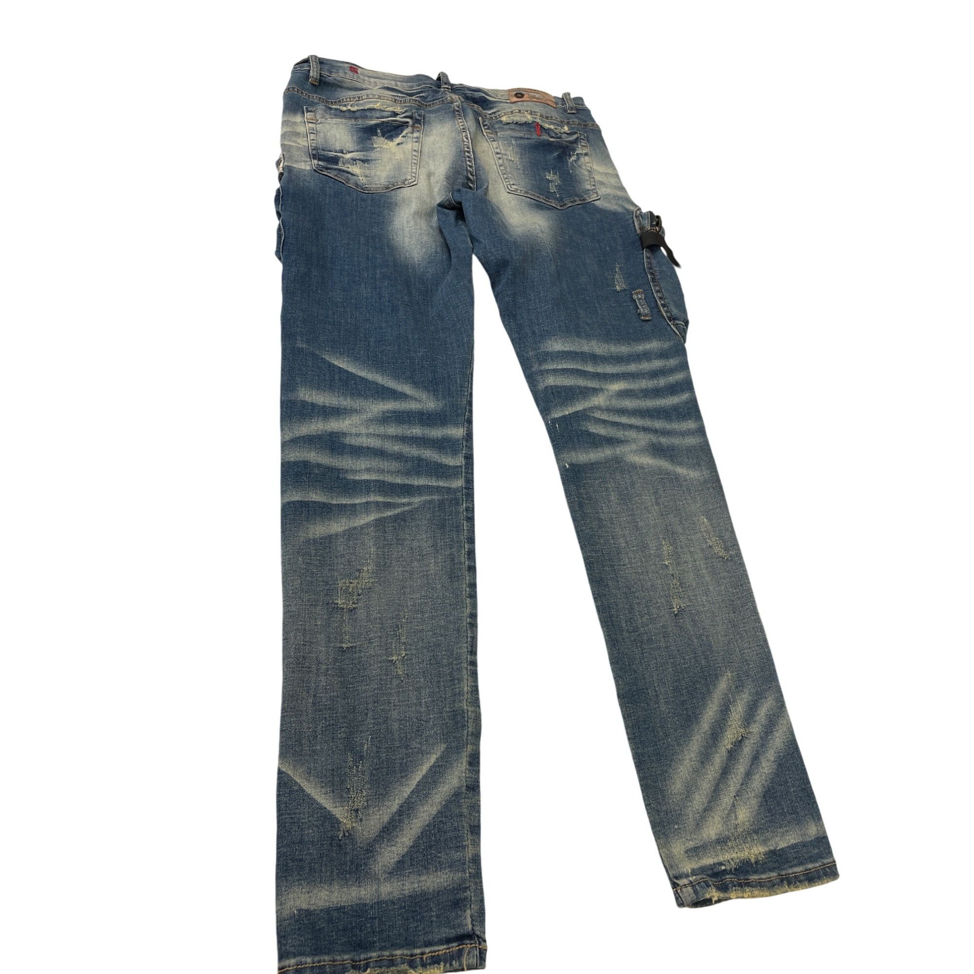 Other Industrial Indigo Mens Blue Distressed Cargo Jeans Pants Siz Size US 38 / EU 54 - 15 Thumbnail