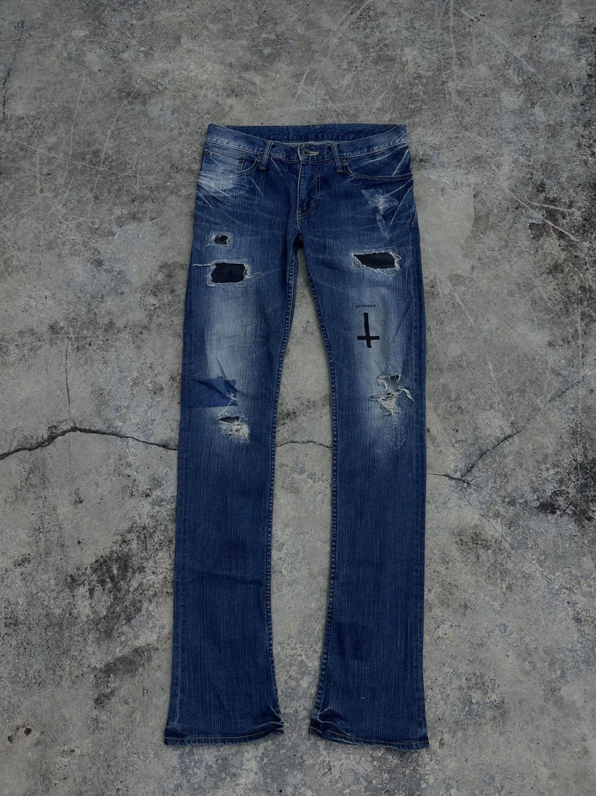 Le Grande Bleu (L.G.B.) LGB SKULL WOLF PATCH DENIM | Grailed