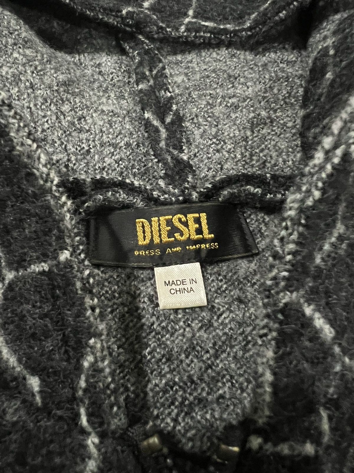 Diesel × Diesel Black Gold Y2K Diesel Dress & Impress Marble Texture Wool Hoodie Poncho Size US M / EU 48-50 / 2 - 8 Thumbnail