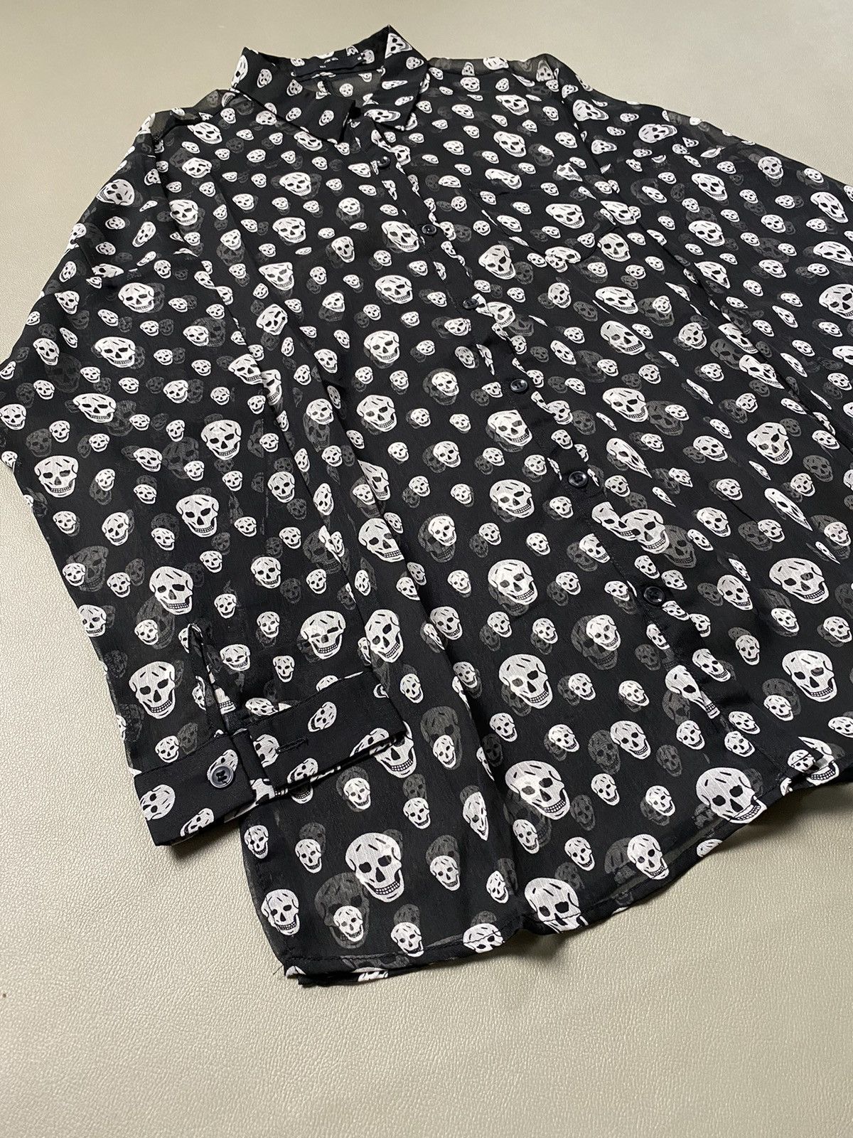 Hysteric Glamour × If Six Was Nine × Le Grande Bleu (L.G.B.) UGIZ Skull Full Printed Gothic Mesh Button Shirt Size US L / EU 52-54 / 3 - 3 Thumbnail