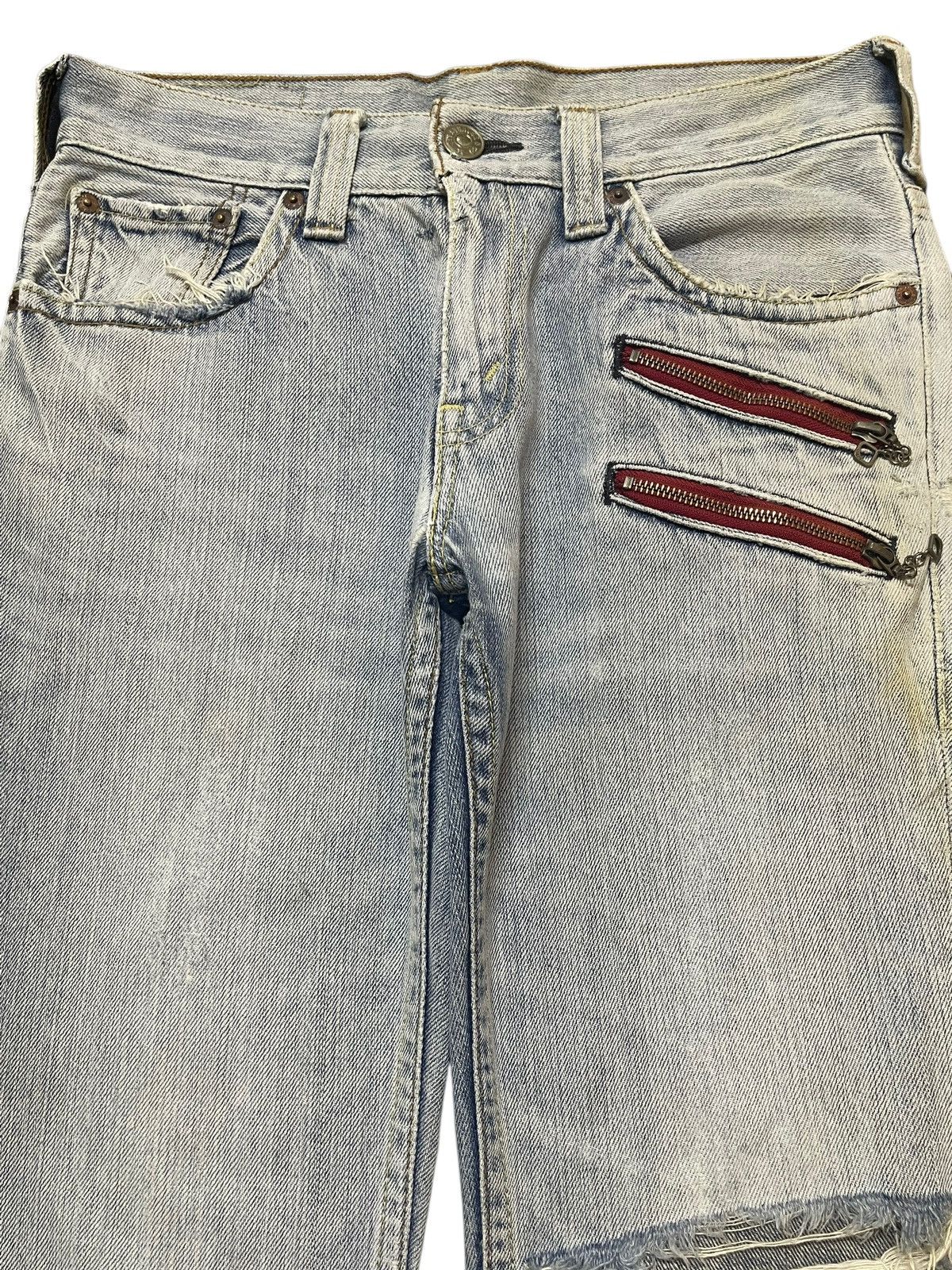 Levi's Vintage Levis Blue Wash Distressed Wide Leg Jeans Size US 31 - 3 Thumbnail