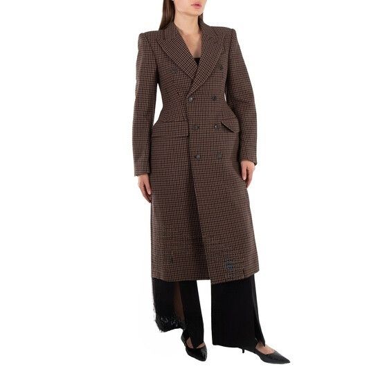Balenciaga o1bcso1str1124 DB Hourglass Coat in Beige/Brown Size XS / US 0-2 / IT 36-38 - 2 Thumbnail