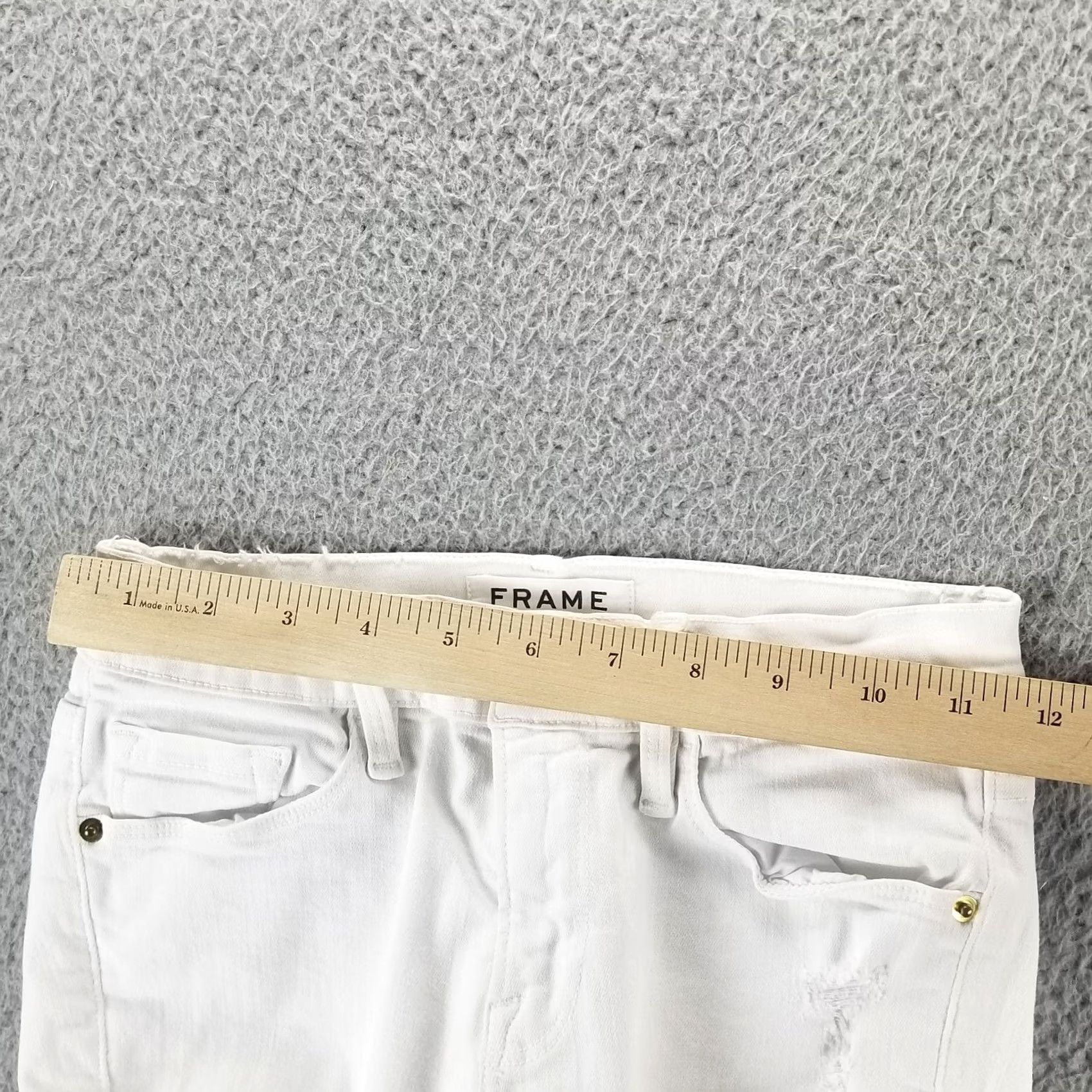 Frame FRAME Le Skinny De Jeanne Jeans - Women 24 White Denim Stretch Distressed Slim Cropped 27in Inseam Size 42" / US 20 - 5 Thumbnail