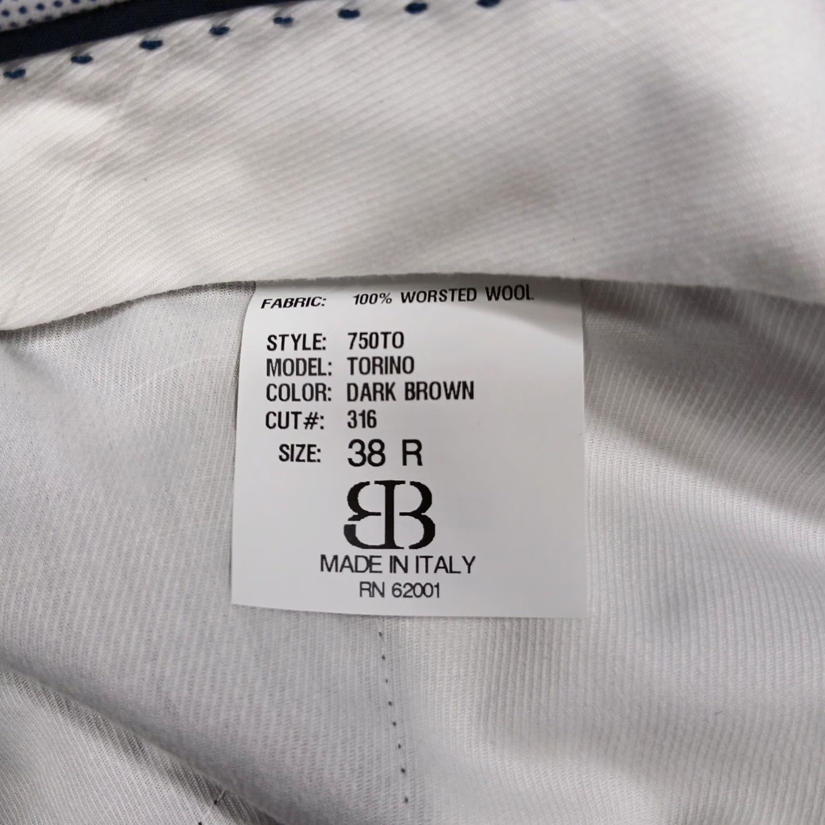 Vintage JB Britches Dress Pants Men 38R Brown 100% Wool Made in Italy Classic Fit Size US 38 / EU 54 - 5 Thumbnail