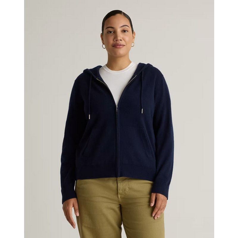 Quince Quince Mongolian Cashmere Full-Zip Hoodie Navy Medium NWT Size S / US 4 / IT 40 - 1 Thumbnail