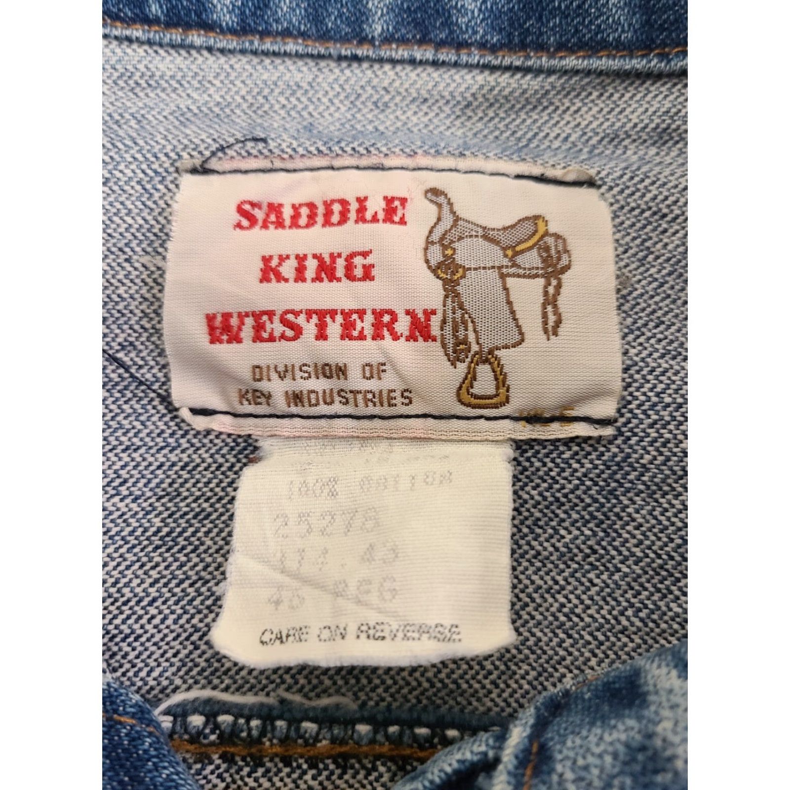Vintage VINTAGE Saddle King Western Denim Jacket USA Made Men 46 Regular Blue Denim Jacket with Pockets Mens Size US 30 / EU 46 - 6 Thumbnail