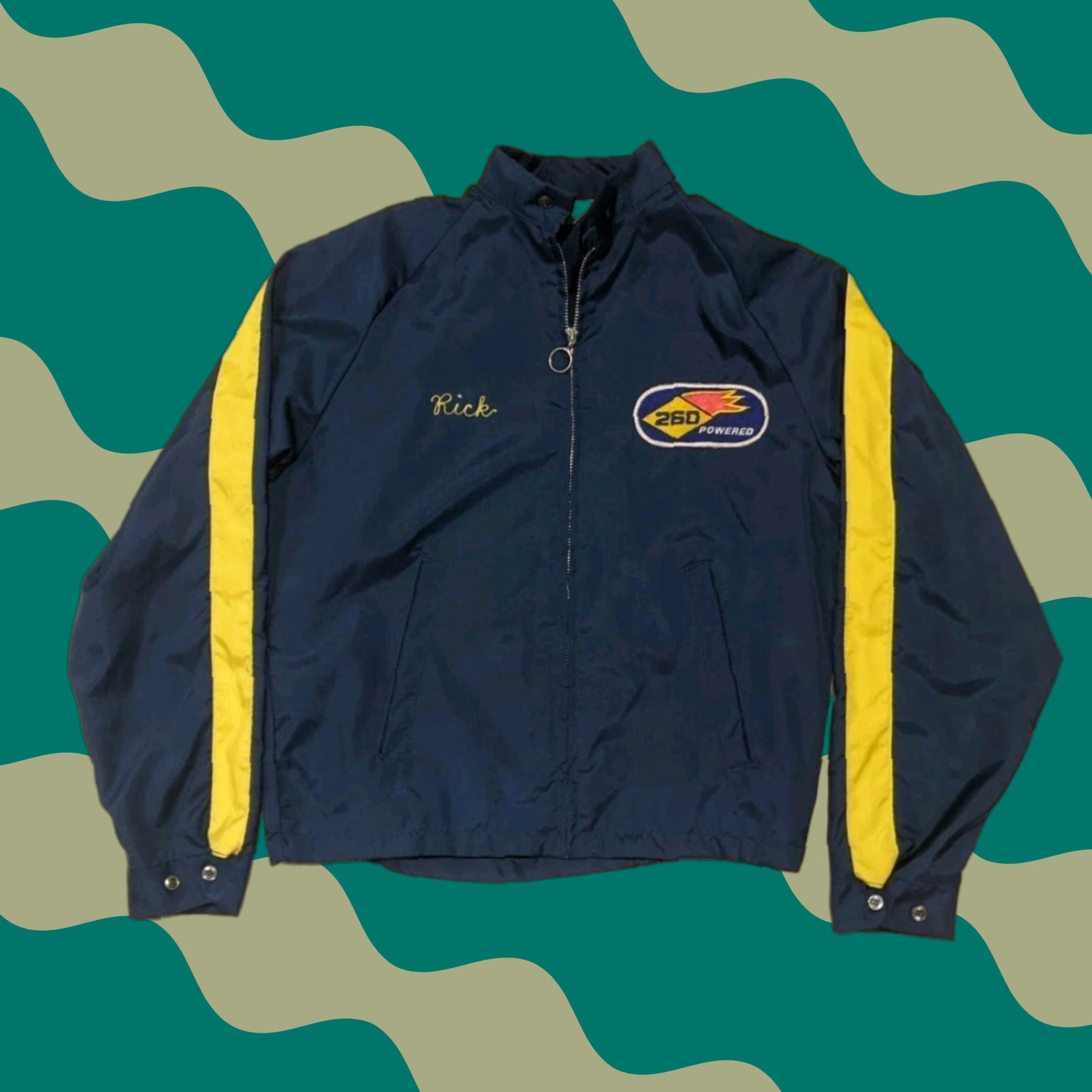 VINTAGE Bonner Sunoco 260 Powered Racing Jacket Mens M Blue Nylon