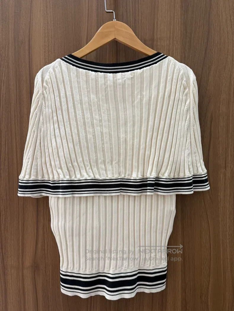 Chanel Chanel 31 Cloak jacquard design knitted short sleeves Size XXS / US 00 / IT 34 - 2 Thumbnail