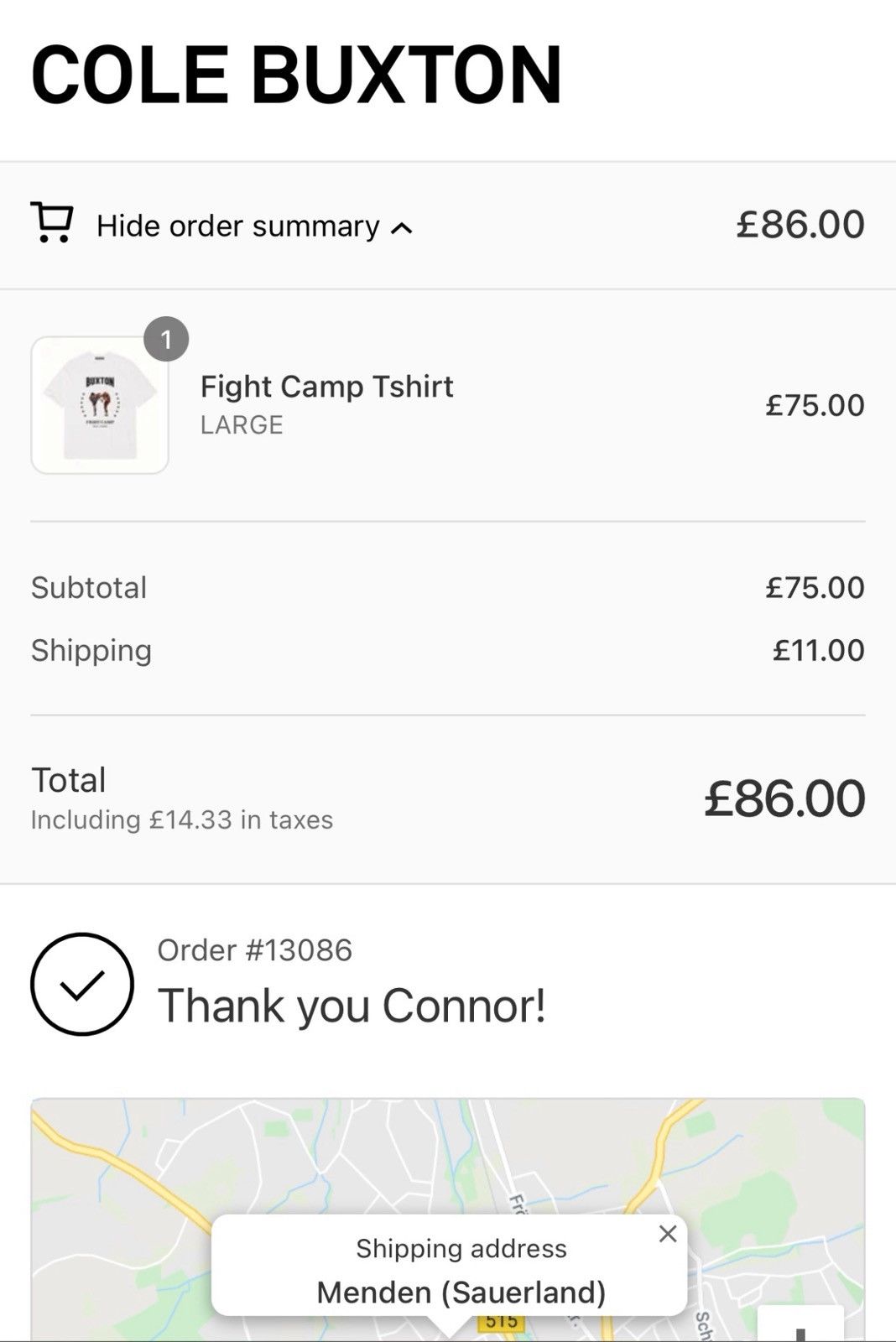 Cole Buxton Cole Buxton Fight Camp Tee Size US L / EU 52-54 / 3 - 7 Thumbnail