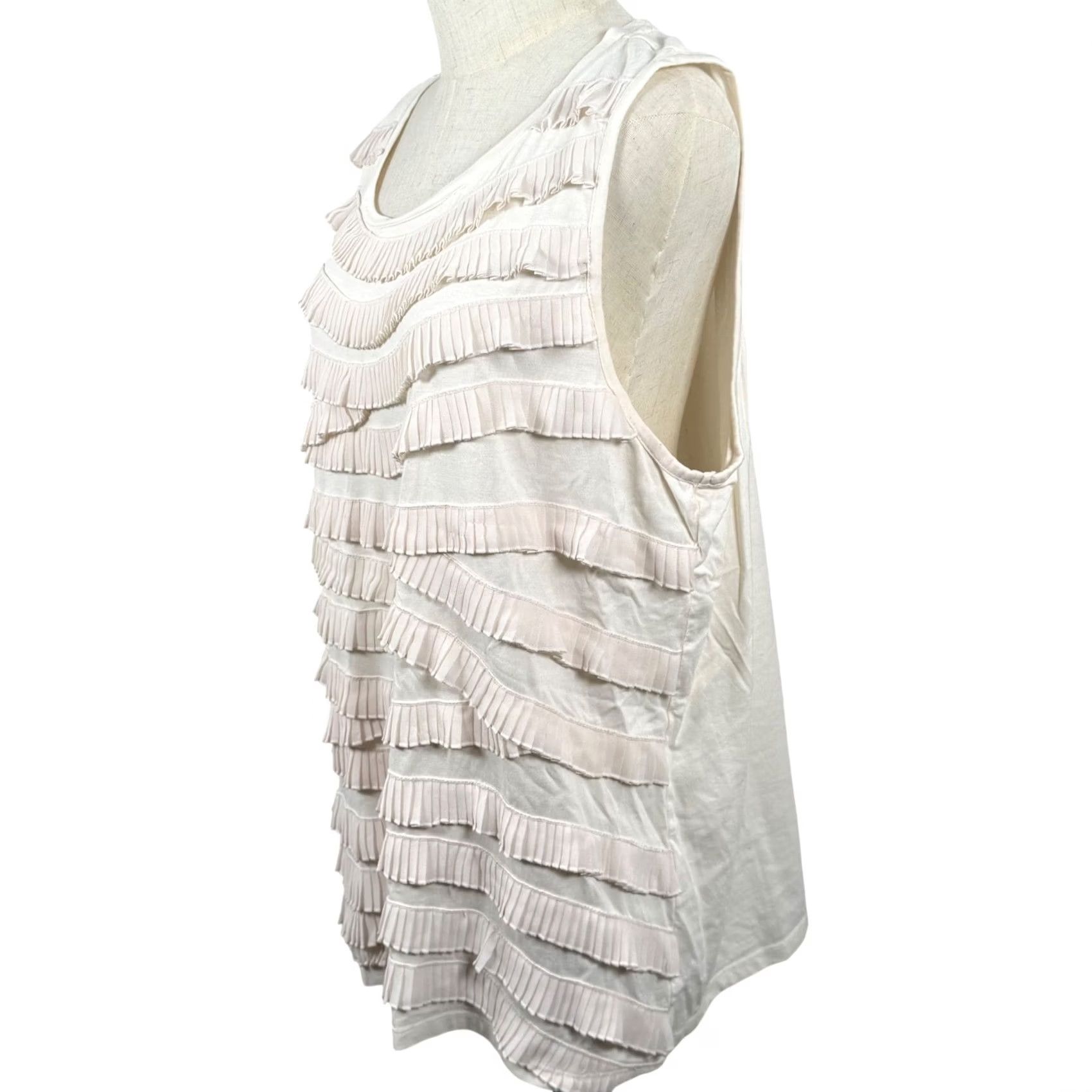 Vintage Chico's Chicos Tiered Ruffle Knit Top XXL Sleeveless Scoop Neck White Boho Coquette Gatsby 4 Hus Size XXL / US 16-18 / IT 52-54 - 2 Thumbnail