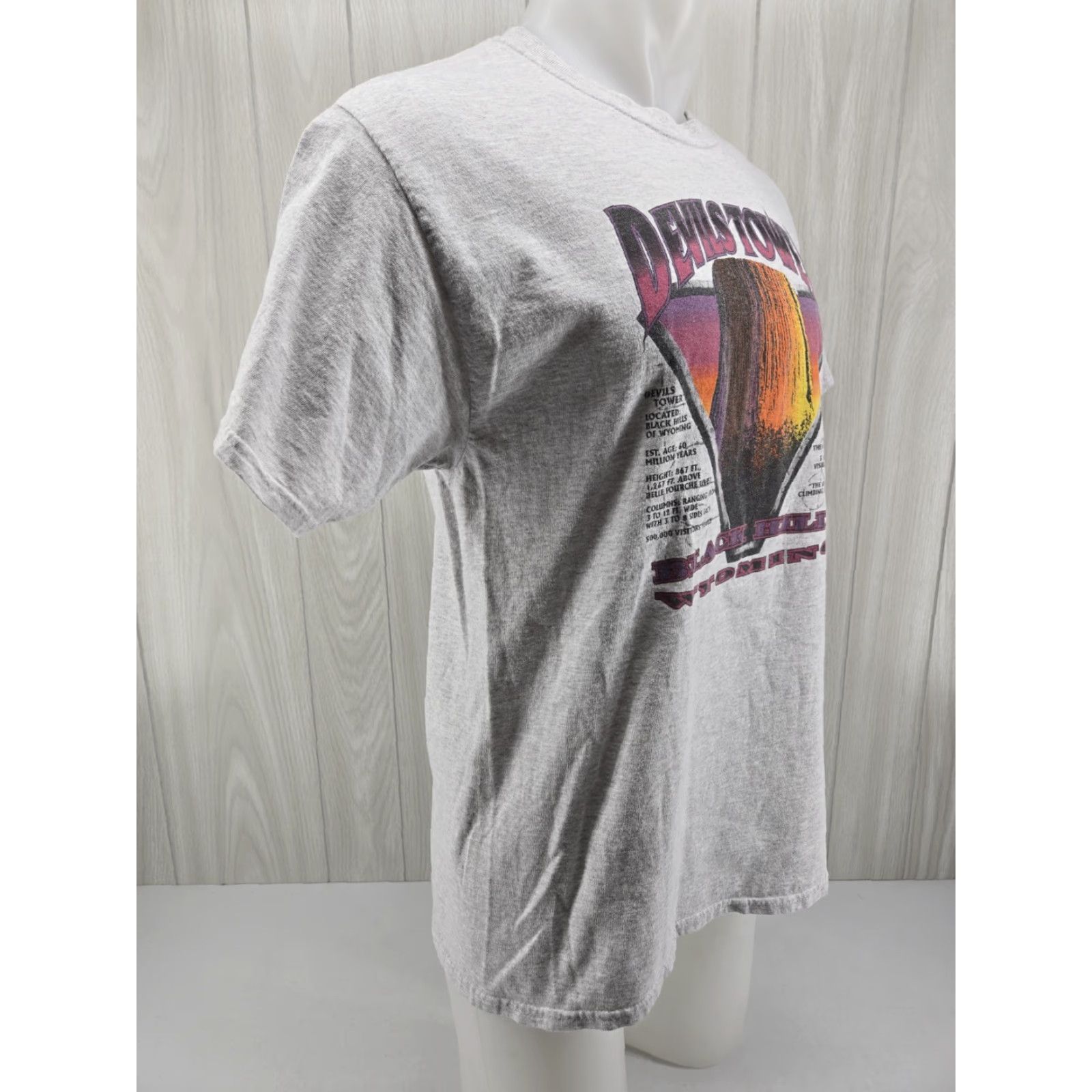 Port & Company VTG 90s Devils Tower Wyoming Gray Shirt Graphic Tee Port & Company L Men Casual T-Shirt Size US L / EU 52-54 / 3 - 6 Thumbnail