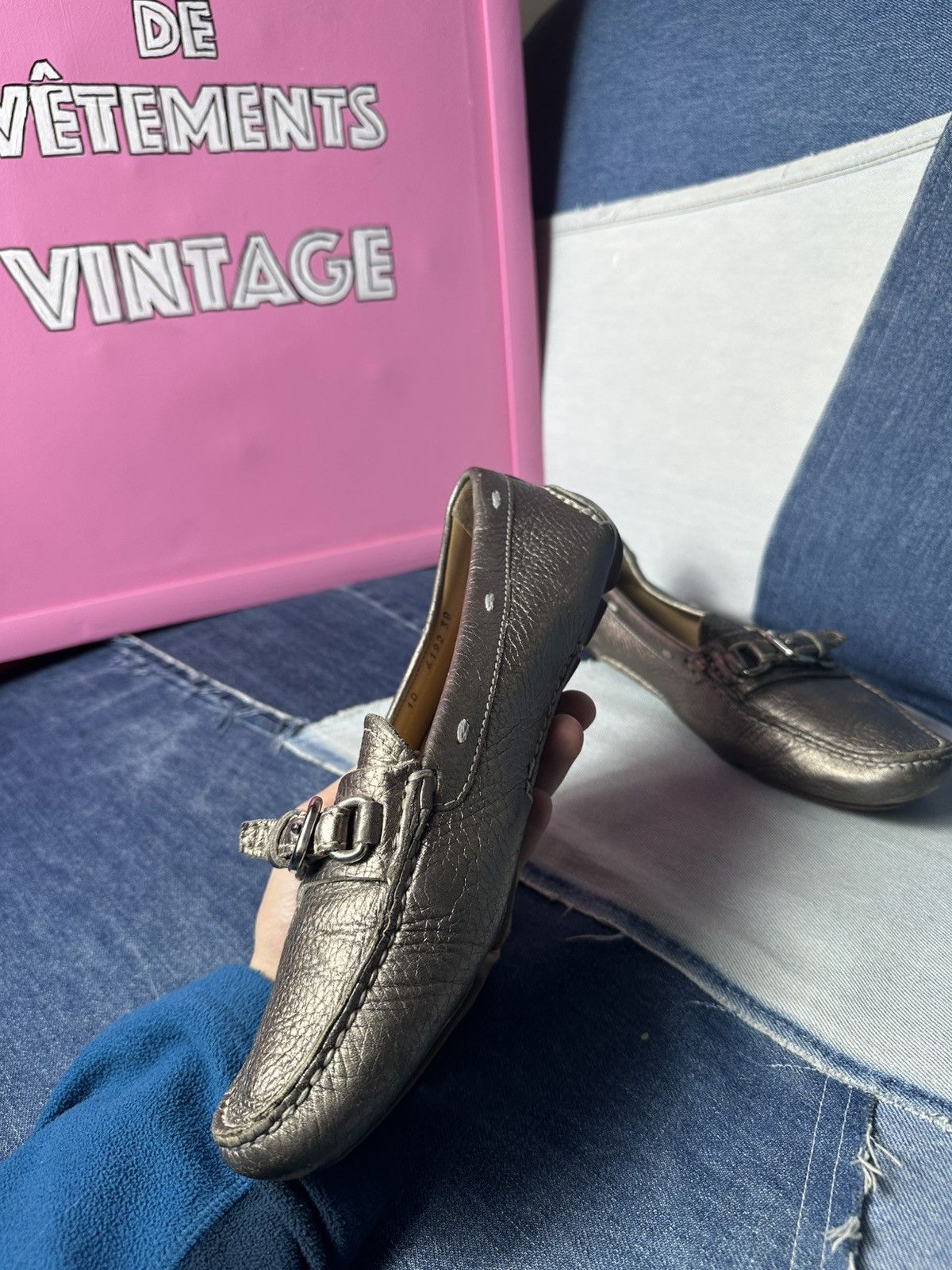 Prada Prada Leather Flats Loafers Logo Buckle Shoes Vintage Size US 8 / IT 38 - 17 Thumbnail
