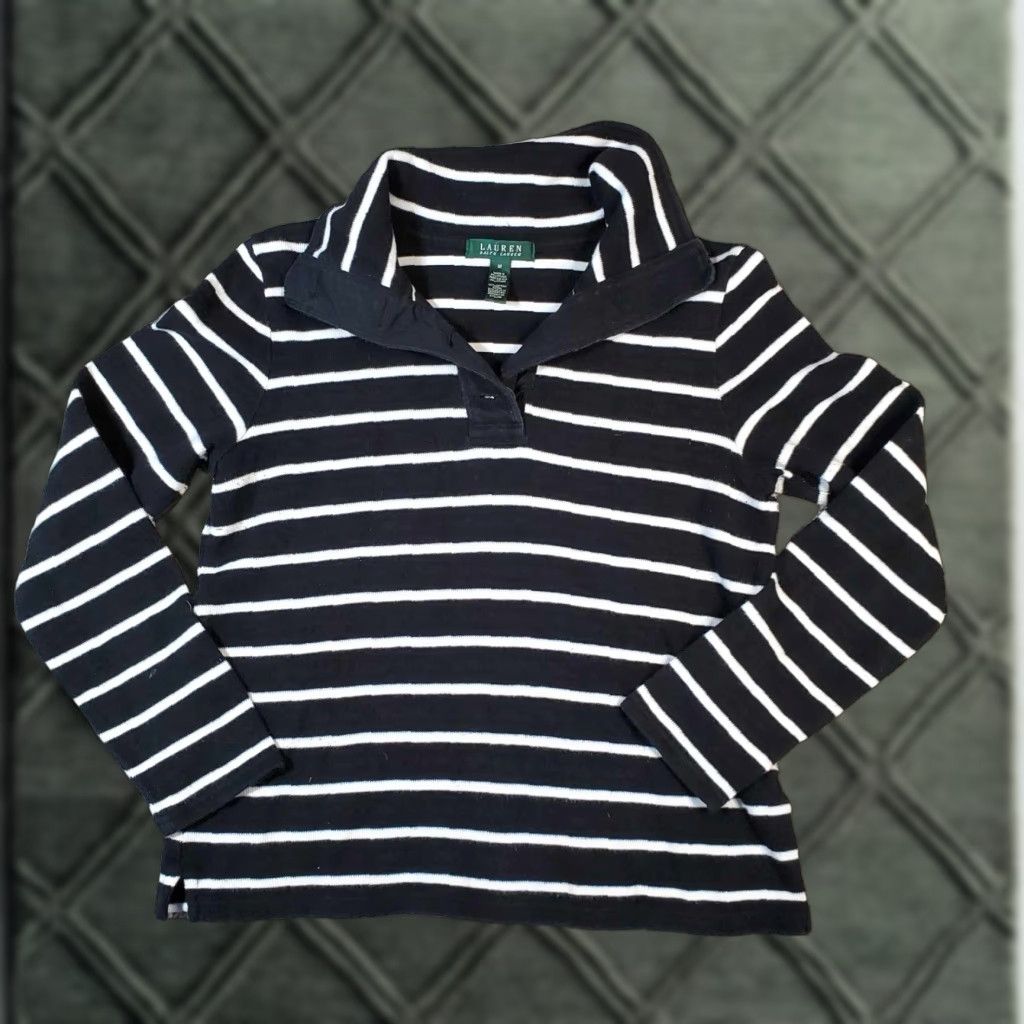 Ralph Lauren Ralph Lauren Sweater Womens Medium Cowl Neck Cotton Button Collar RARE M Size M / US 6-8 / IT 42-44 - 1 Thumbnail