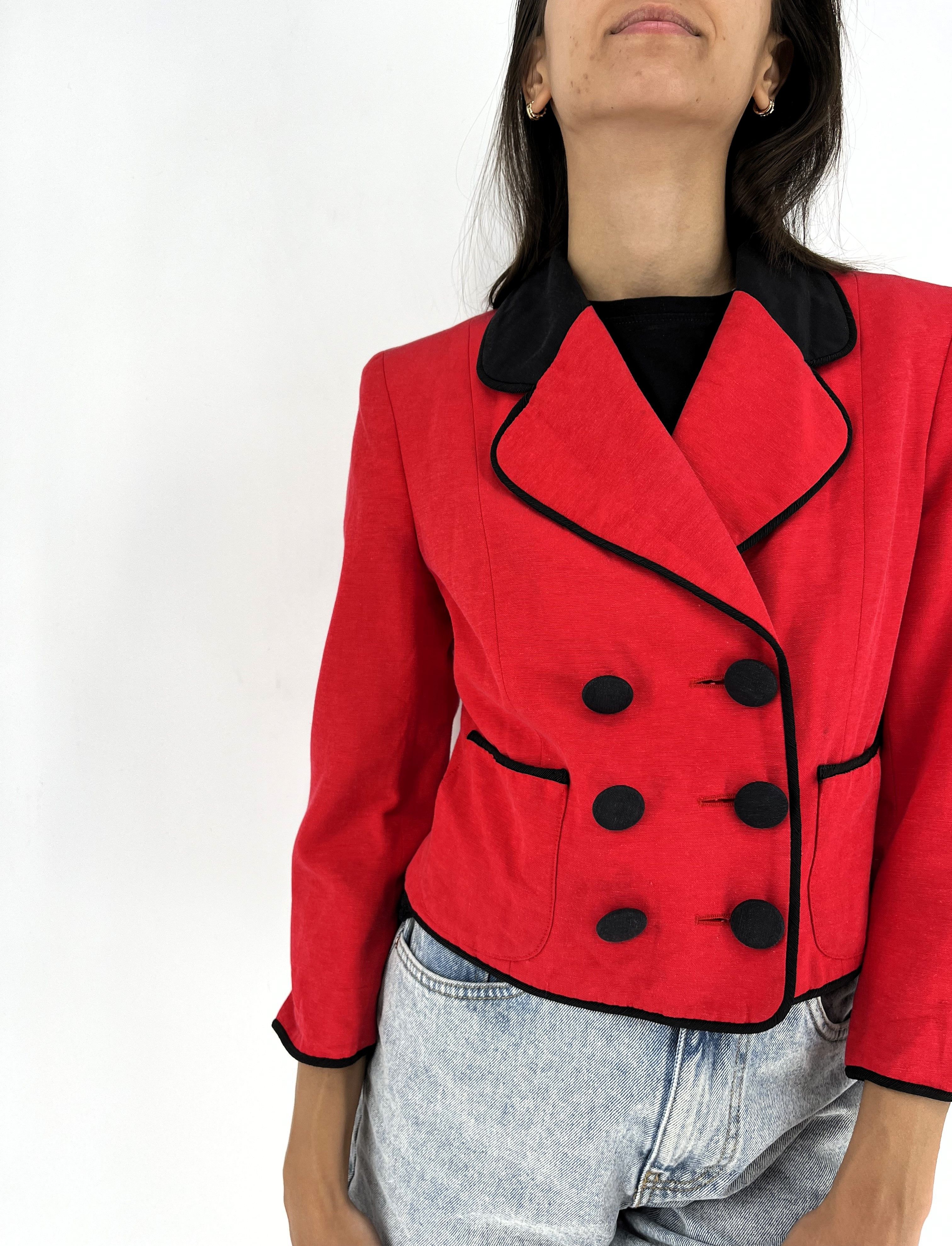 Moschino MOSCHINO Cheap and Chic 1990s Red Double Breast Crop Jacket Size M / US 6-8 / IT 42-44 - 5 Thumbnail