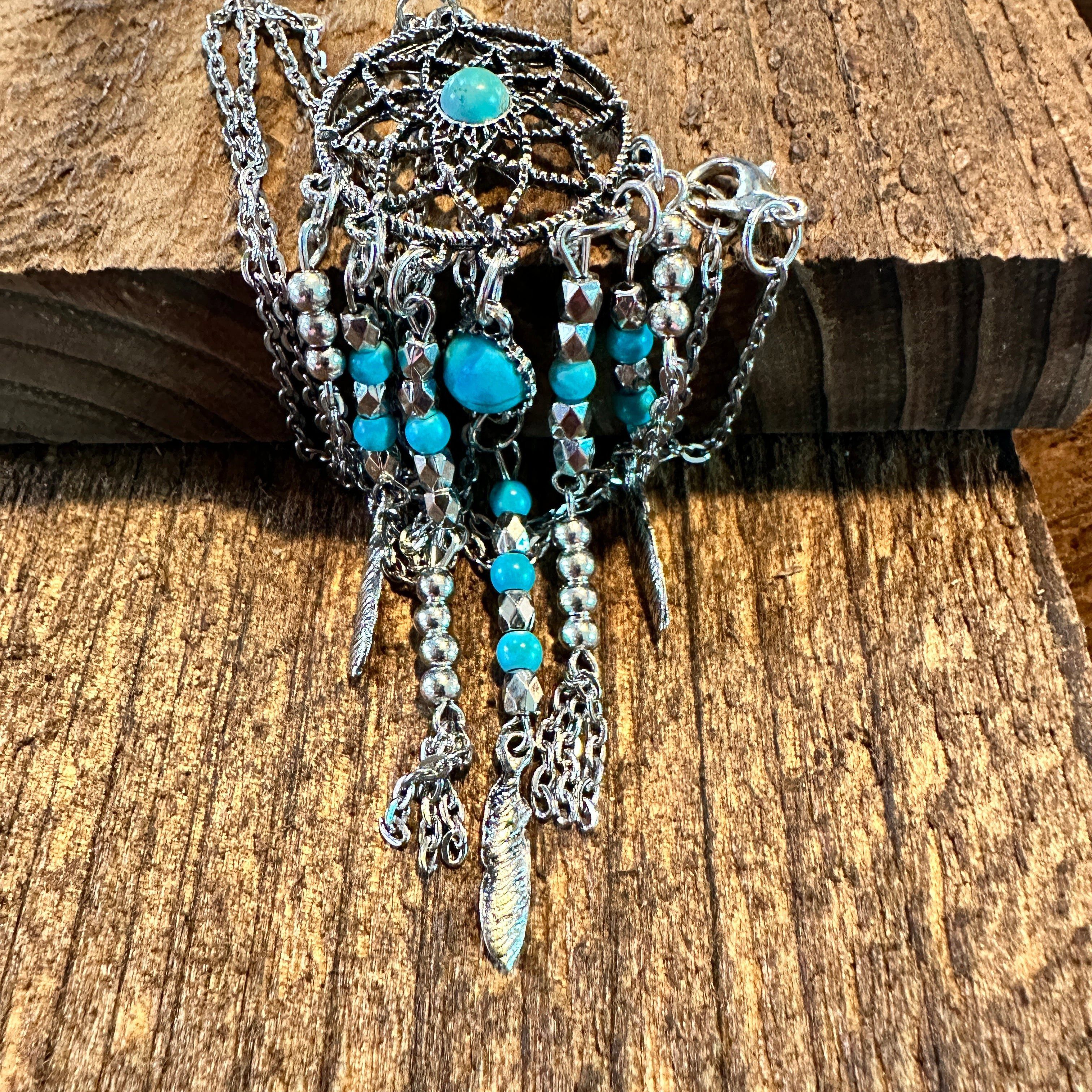 Other Turquoise Dream Catcher Tassel Necklace - Bohemian Native Am Size ONE SIZE - 2 Thumbnail