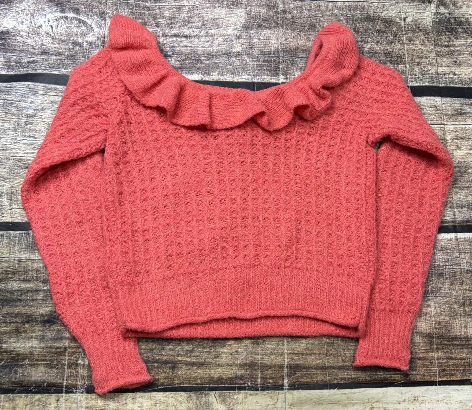 Other Anthropologie Sweater Womens XS Wool Blend Ruffle Boat Neck Size XS / US 0-2 / IT 36-38 - 3 Thumbnail
