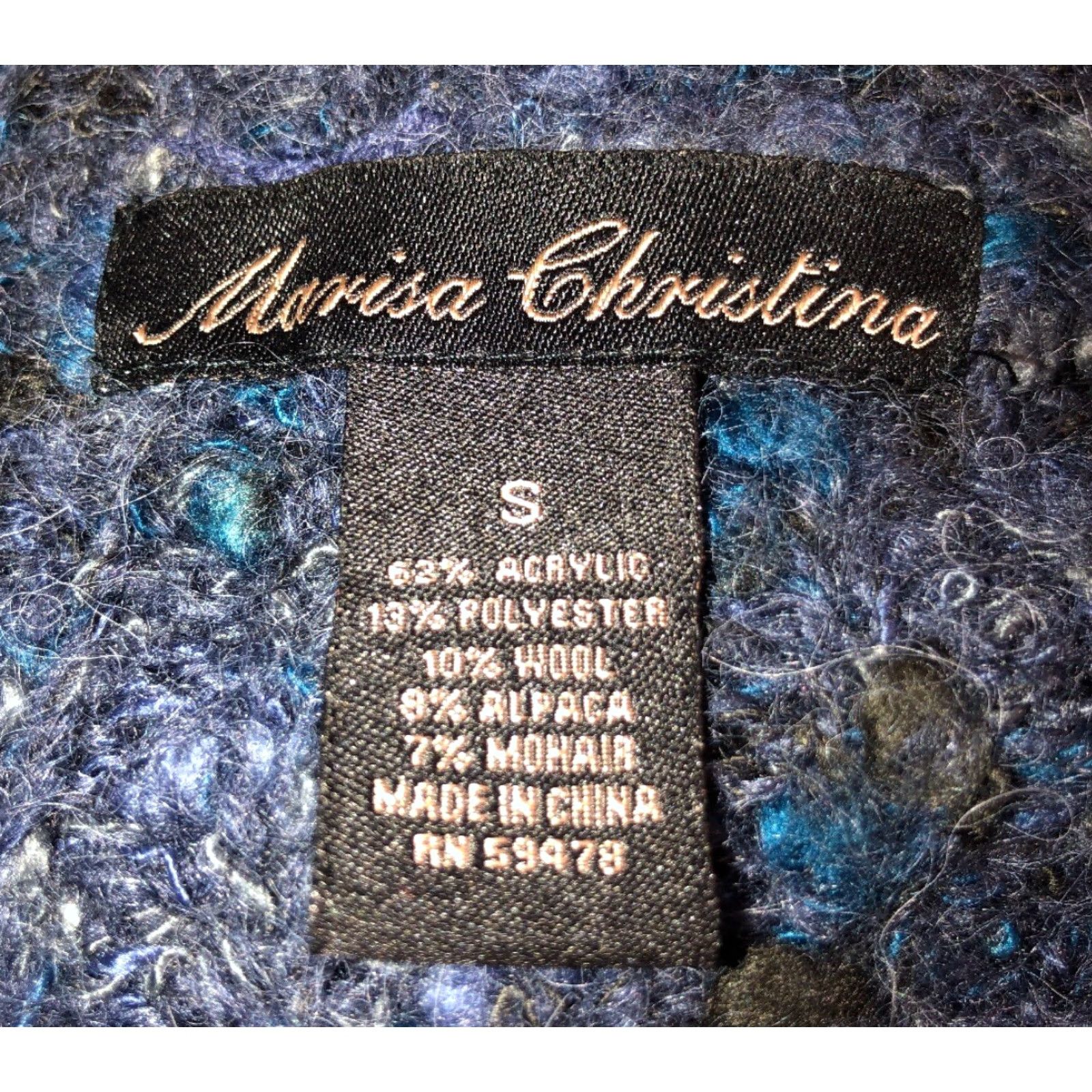 Vintage Marisa Christina Sweater Women’s Blue Size S Acrylic Blend Alpaca Mohair Single Button Size S / US 4 / IT 40 - 5 Thumbnail
