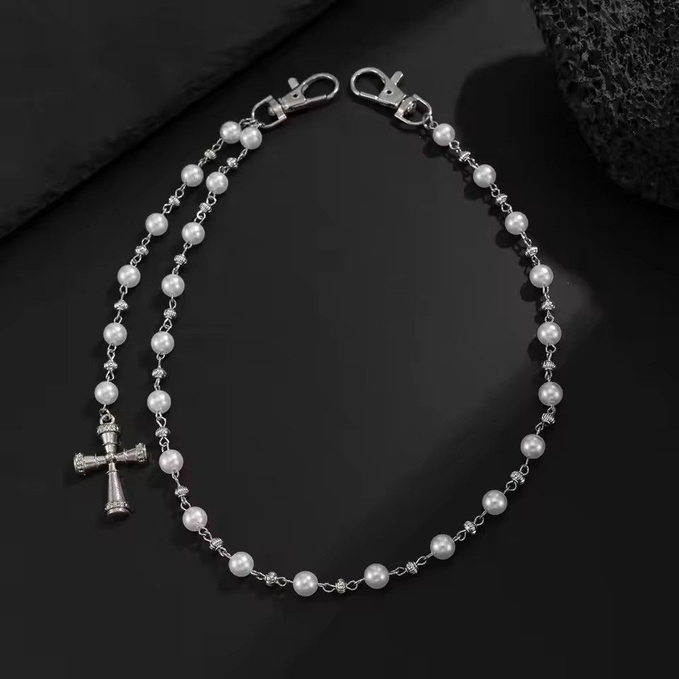 Jewelry Creative Cross Pendant Imitation Pearl Wallet Chain Size ONE SIZE - 3 Thumbnail