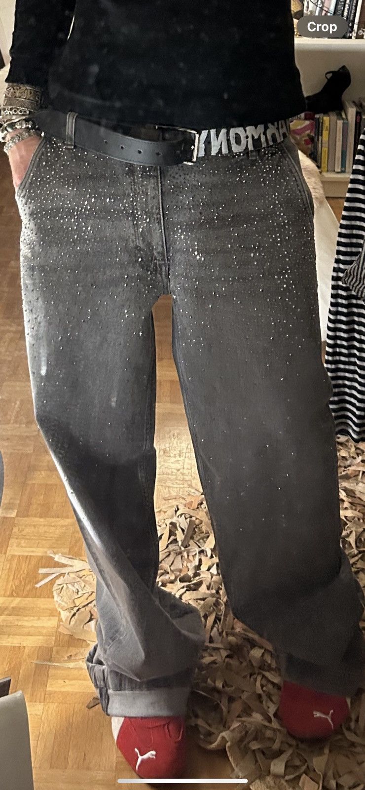 Sisley Sisley Gray Rhinestone Baggy Jeans Size US 32 / EU 48 - 8 Thumbnail