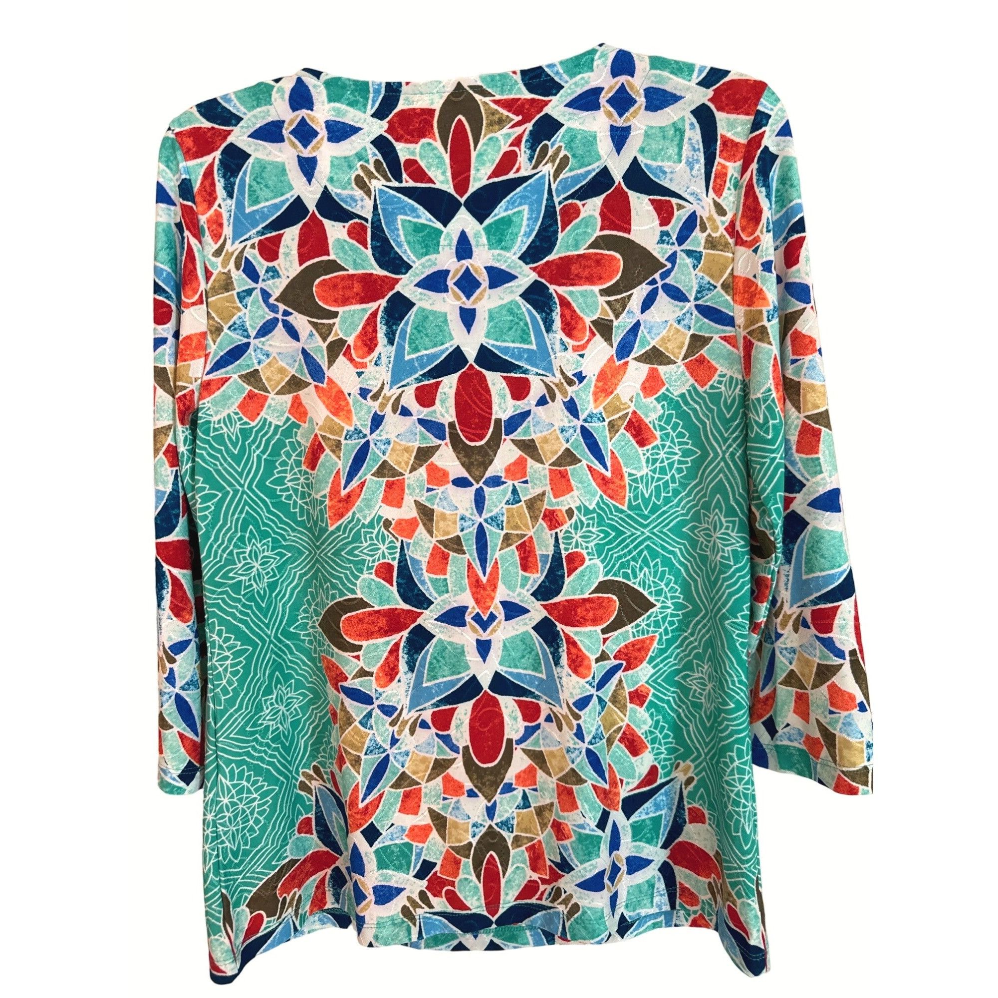 JM Collection JM Collection Womens Multicolor Floral Print Top Medium Size M / US 6-8 / IT 42-44 - 2 Thumbnail