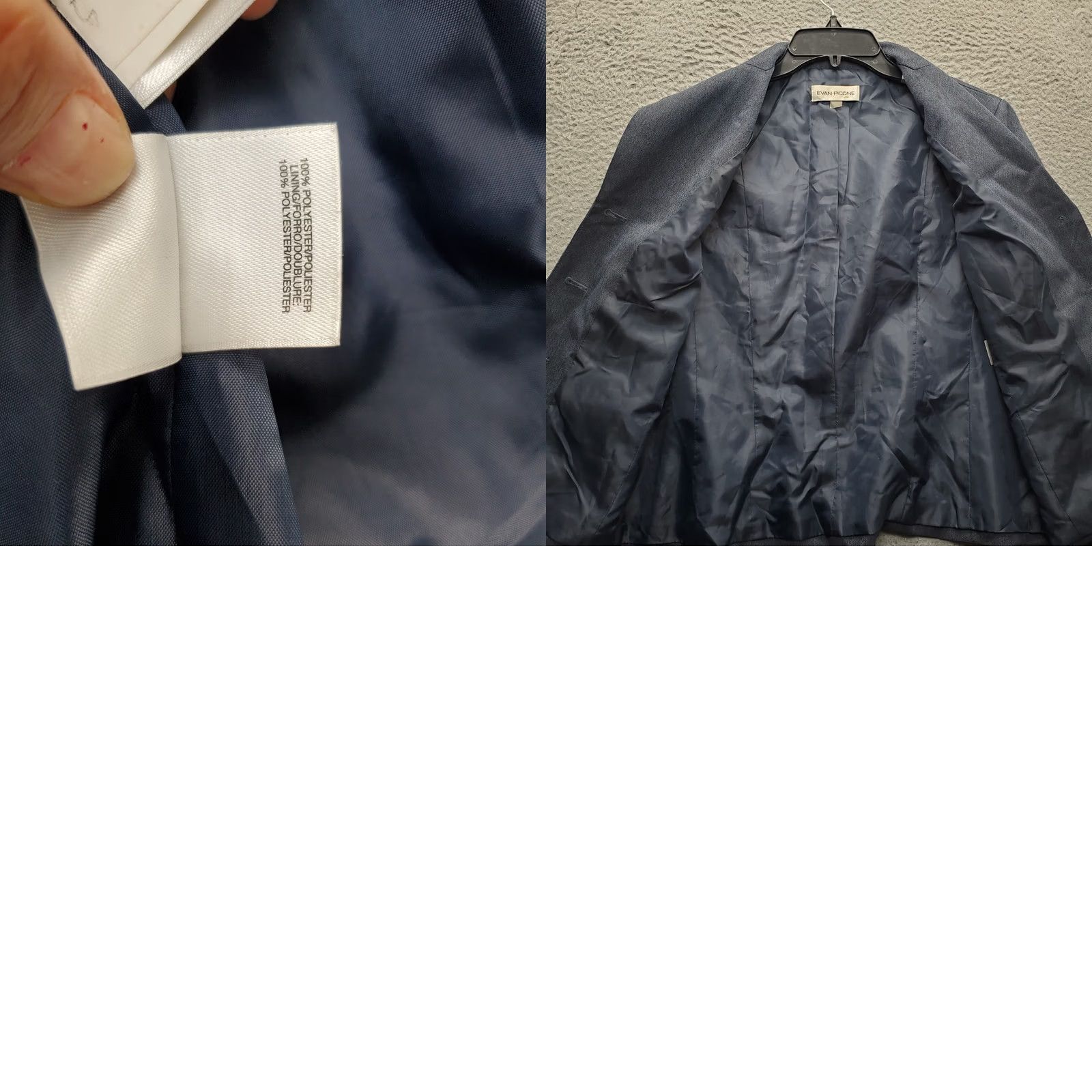 Evan Picone Evan-Picone Blazer Jacket Women 12 Blue Lined Notch Lapel Single Breasted Formal Shirt Women Size 12 Blue Blazer Size XL / US 12-14 / IT 48-50 - 8 Thumbnail