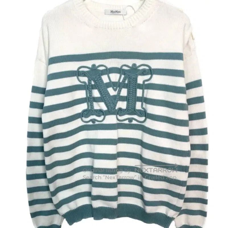 MaxMara Striped Cotton Sweater with Embroidery .