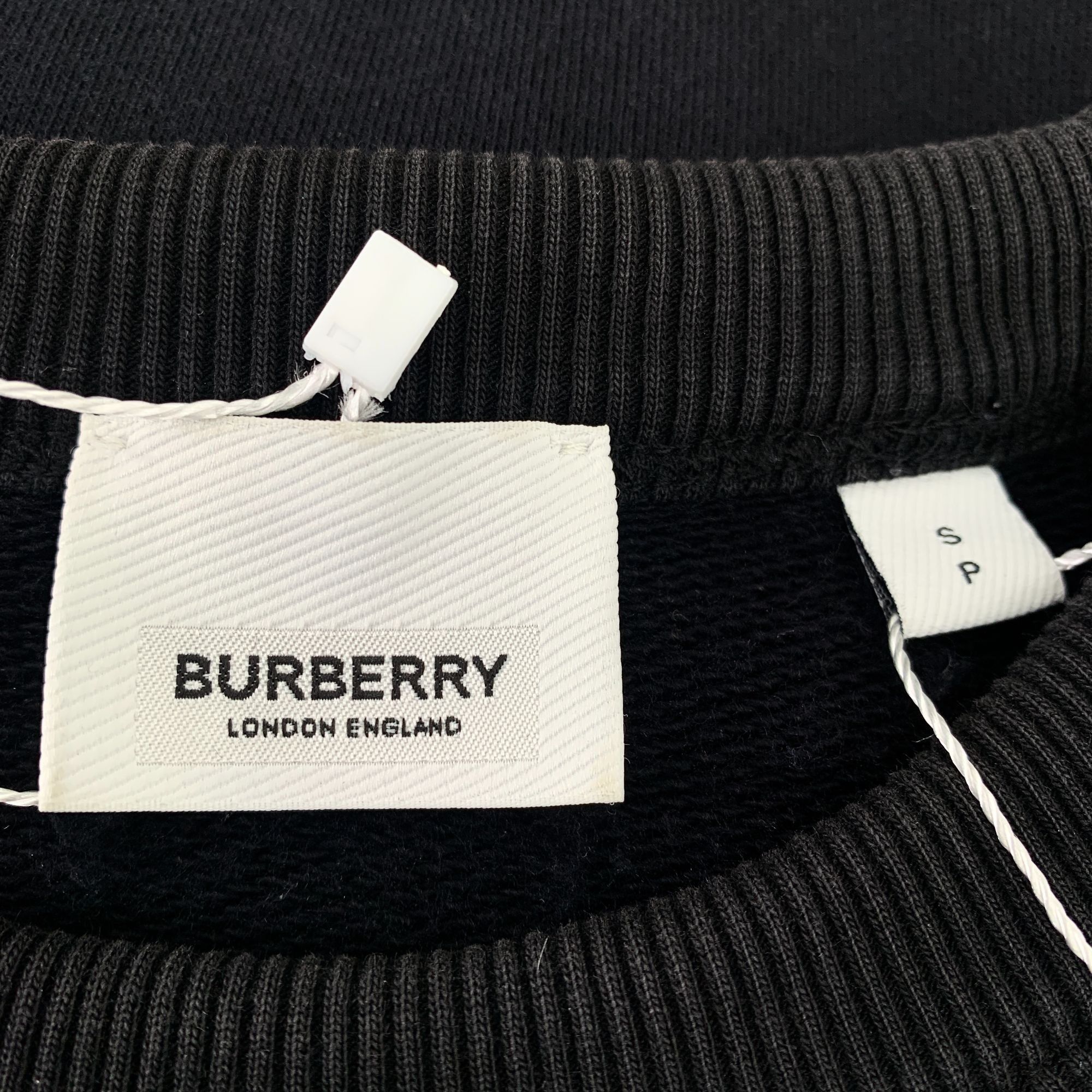 Burberry Burberry Mens Black Cotton Logo Sweatshirt Size US S / EU 44-46 / 1 - 6 Thumbnail