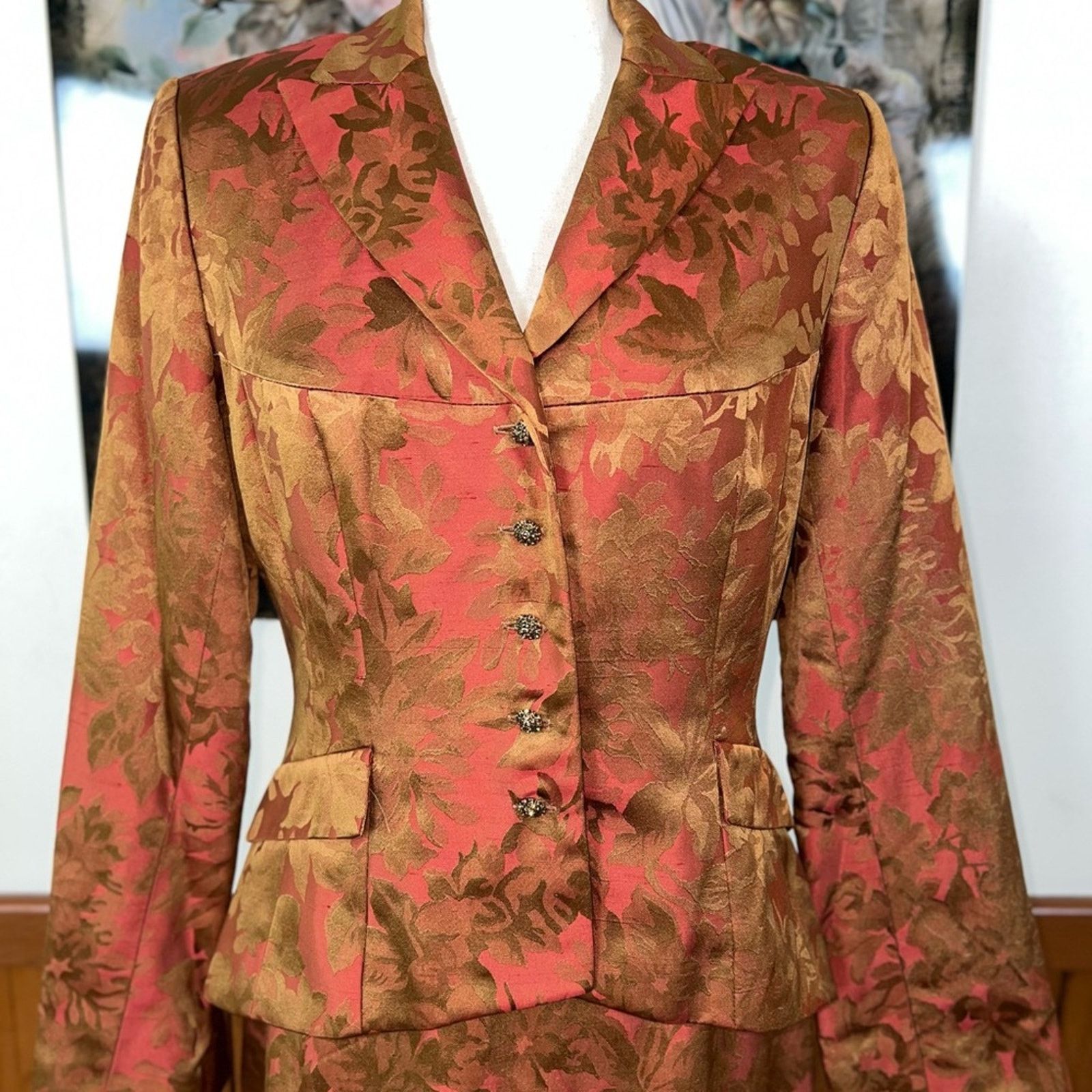 Other Vintage Kay Unger Silk Floral Mother of the Bride Gown! Size M / US 6-8 / IT 42-44 - 3 Thumbnail