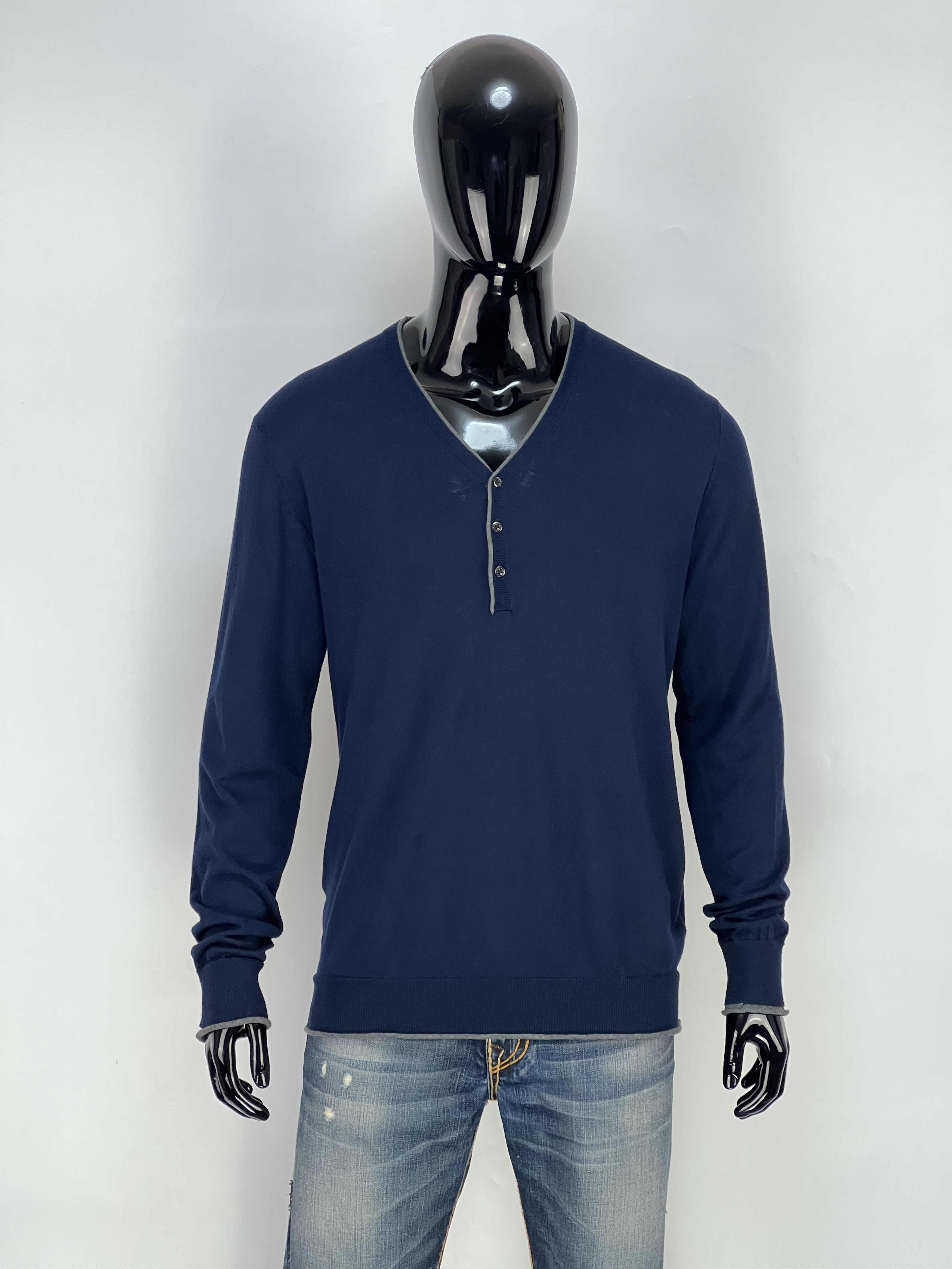 Balmain Balmain Cotton V-Neck Sweater Size US L / EU 52-54 / 3 - 1 Thumbnail