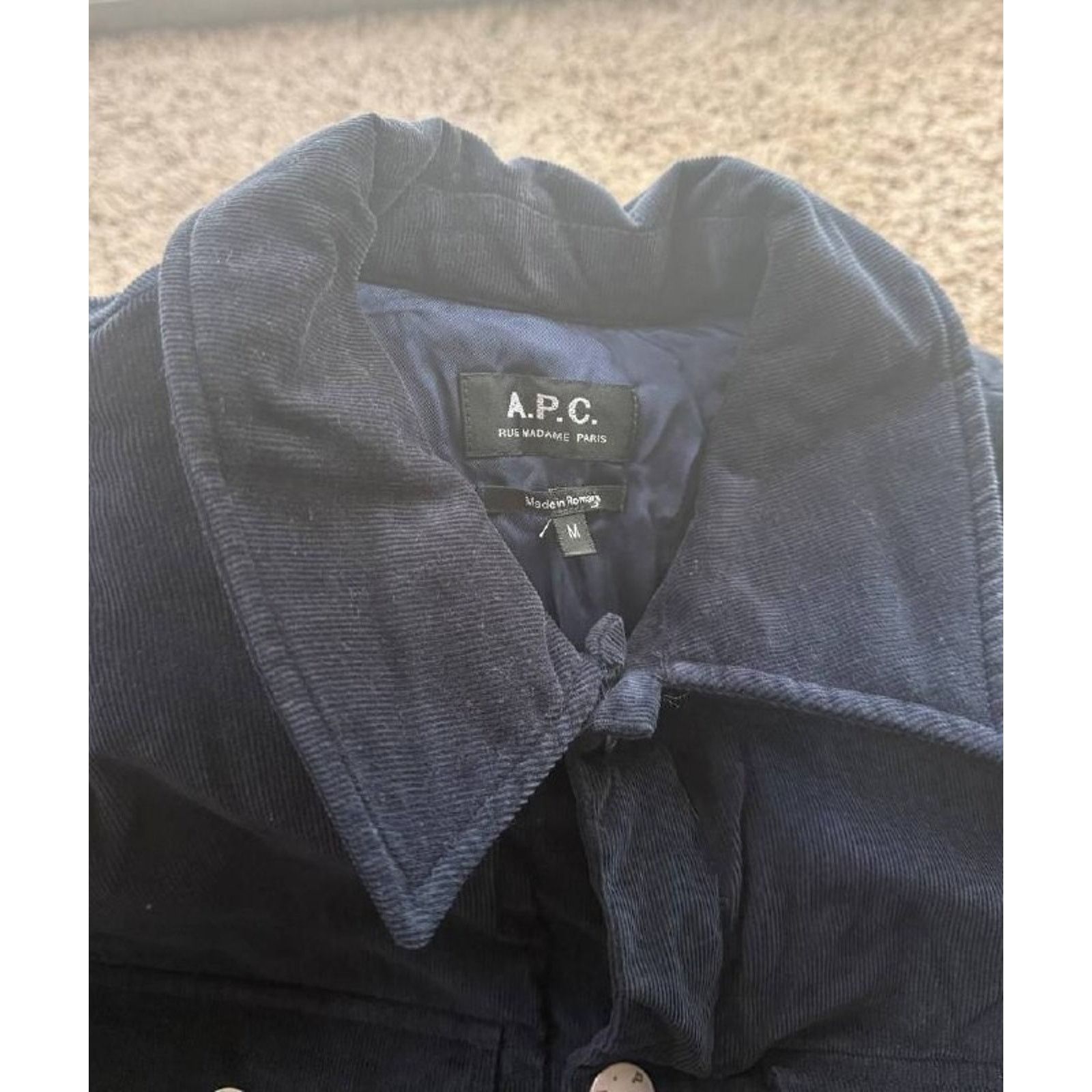 A.P.C. A.P.C. Men's Alex Corduroy Quilted Shirt Jacket dark blue Size US M / EU 48-50 / 2 - 2 Thumbnail