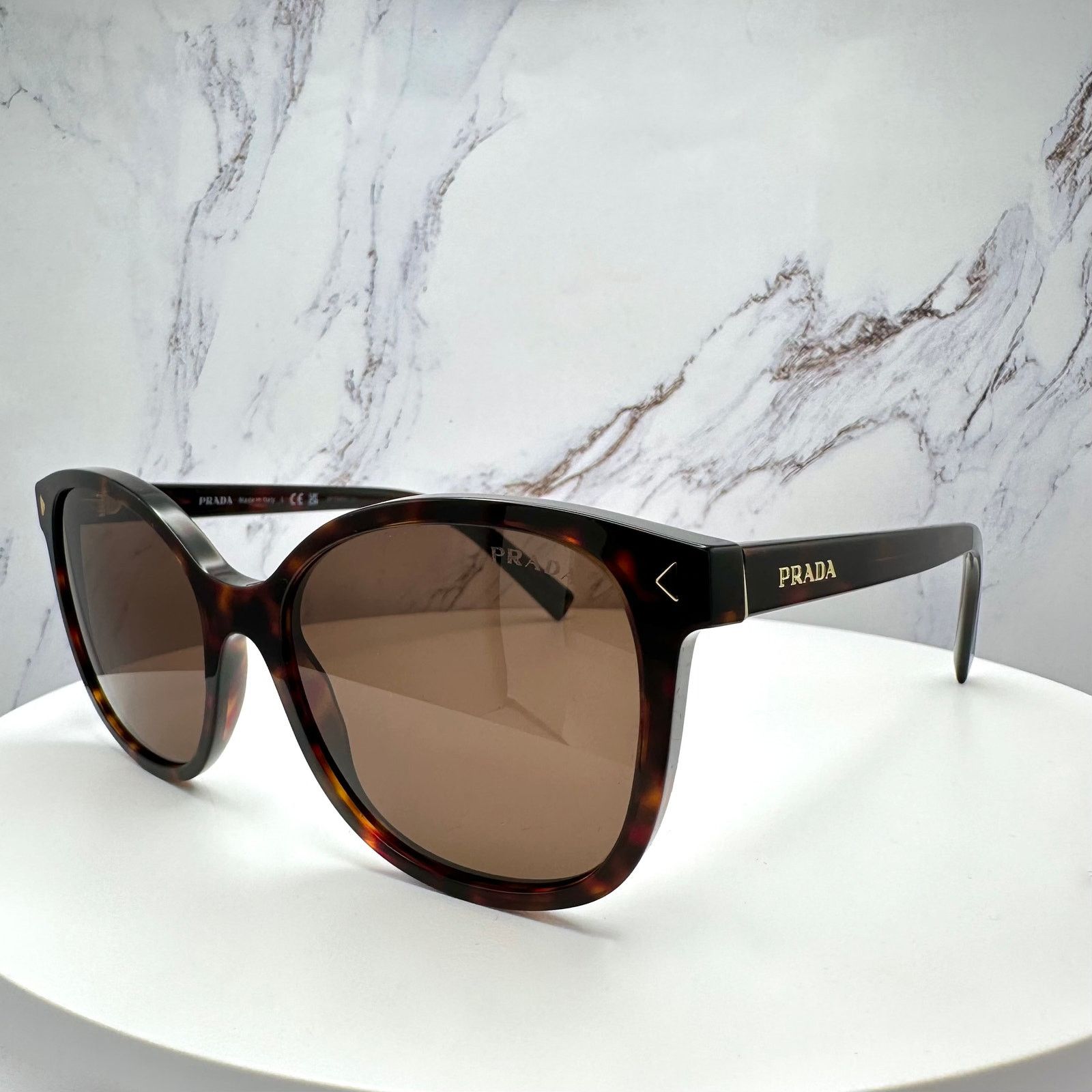 Prada New PRADA Sunglasses Brown Square Gold Logo Tortoise Size ONE SIZE - 13 Thumbnail