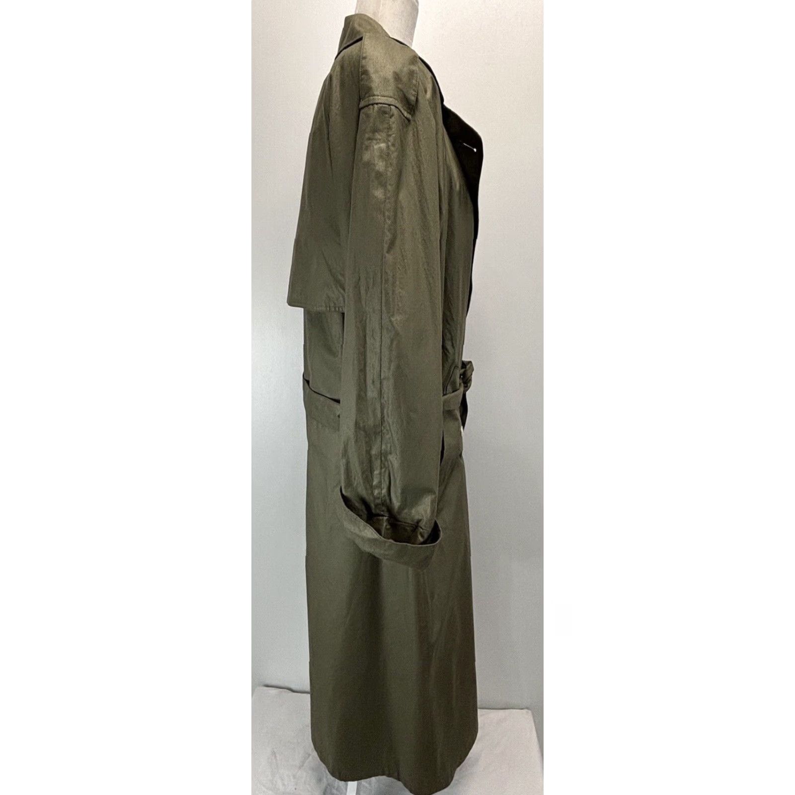 Jones New York VINTAGE Jones New York Women's Trench Coat Sz 14 Belted Double Breasted Cotton Sage 90s Classic Fall Winter Spring Summer Size XL / US 12-14 / IT 48-50 - 5 Thumbnail