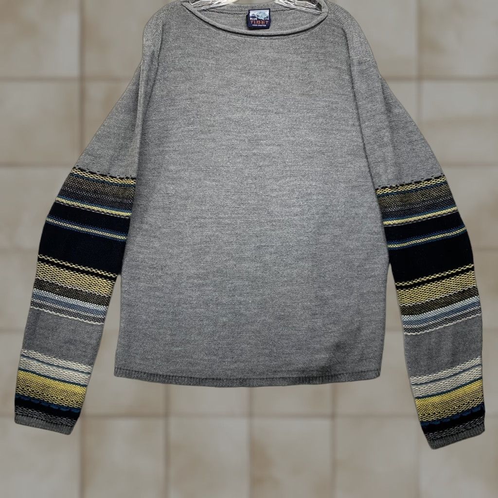 Vintage Vintage Blue Tibet Men's Sweater Large Pullover Knit Long Sleeve Casual Warm Gray Acrylic Retro 80s 90s Made in USA Size US L / EU 52-54 / 3 - 1 Thumbnail
