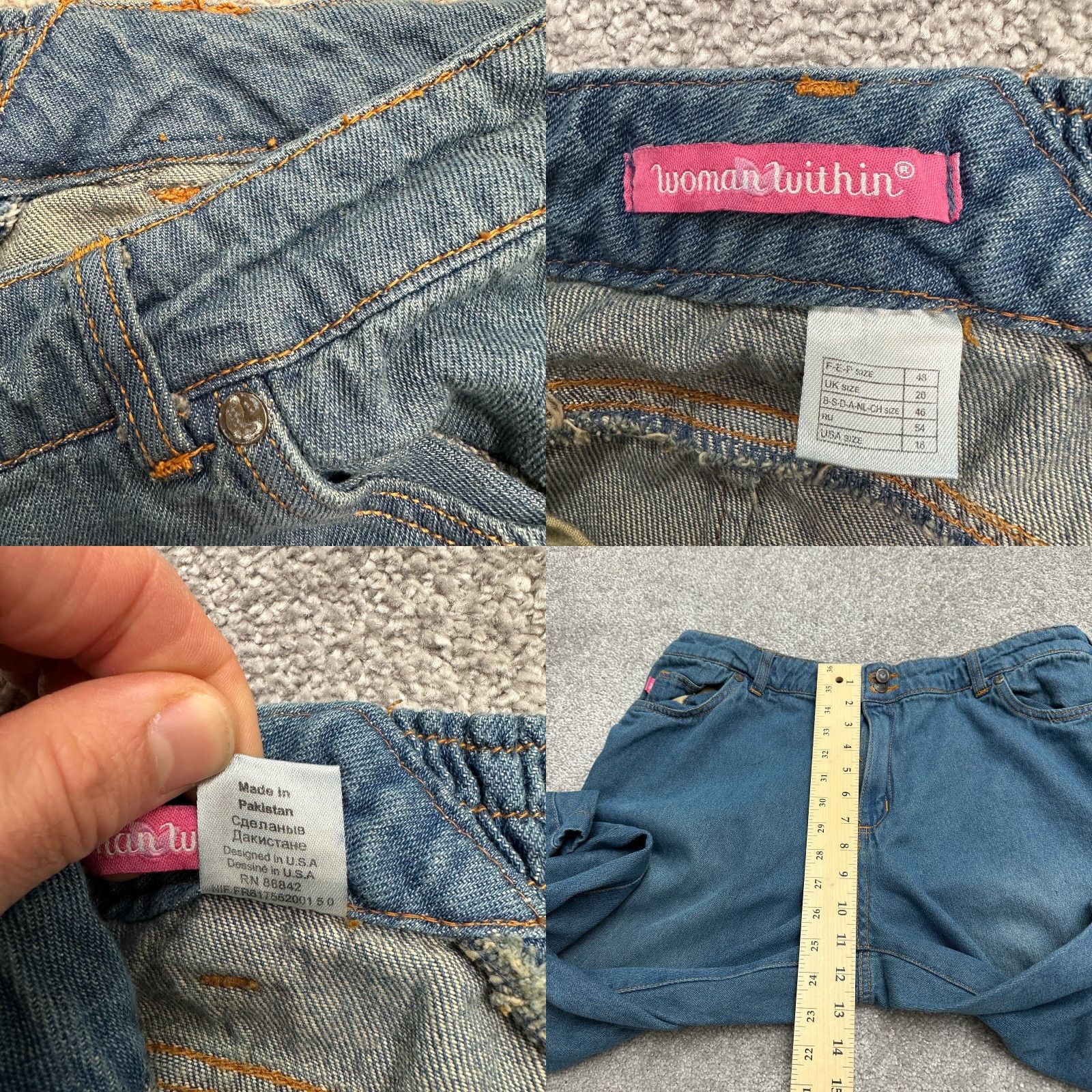 Vintage WOMAN WITHIN Plus Size 18 Bootcut Jeans Medium Wash Blue Cotton Casual 5-Pocket Women Size 40" / US 18 - 8 Thumbnail