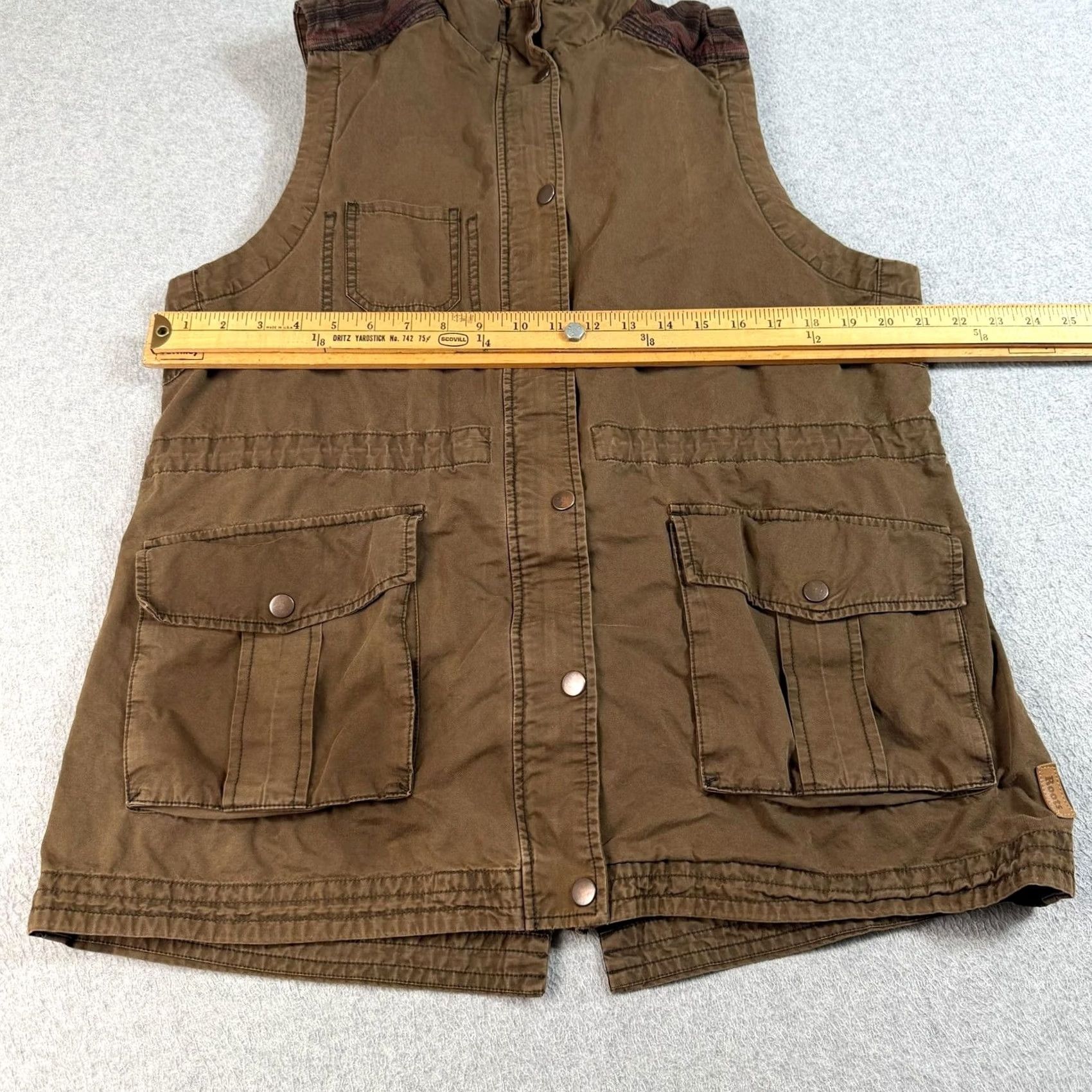 Roots Roots Vest Mens XL Brown Canvas Field Utility Hunting Outdoor Hiking Safari Camp Vest Size US XL / EU 56 / 4 - 7 Thumbnail