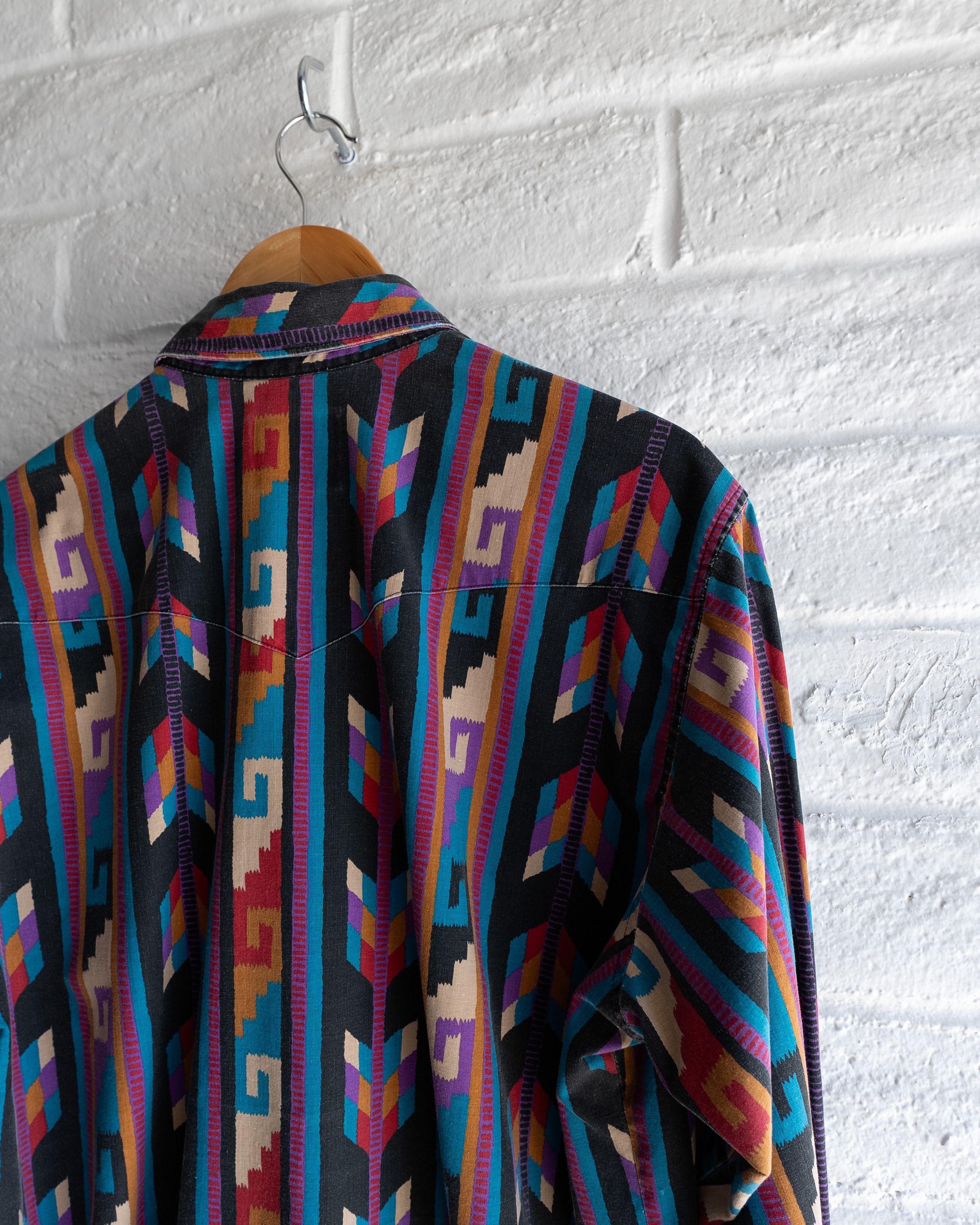 Wrangler Vintage 90s Wrangler Shirt XL Southwestern Brushpopper Aztec Size US XL / EU 56 / 4 - 6 Thumbnail