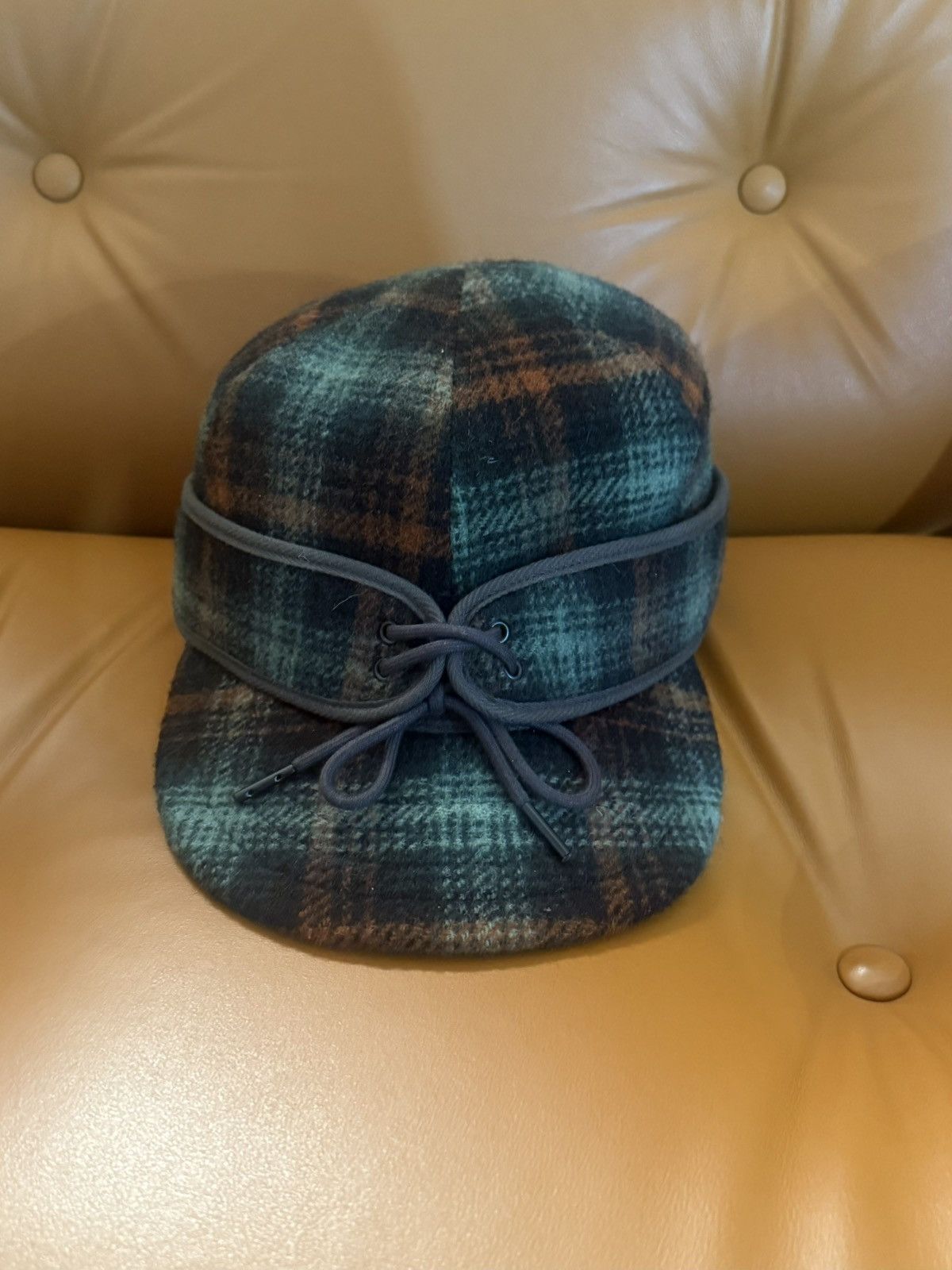 RRL Ralph Lauren DOUBLE RL Wool-Cotton Glen Plaid Newsboy Cap T