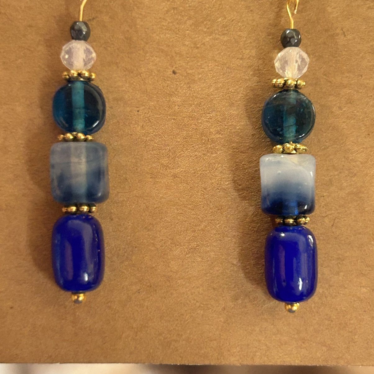 Handmade Handcrafted blue chalcedony cat eye glass earrings Size ONE SIZE - 3 Thumbnail