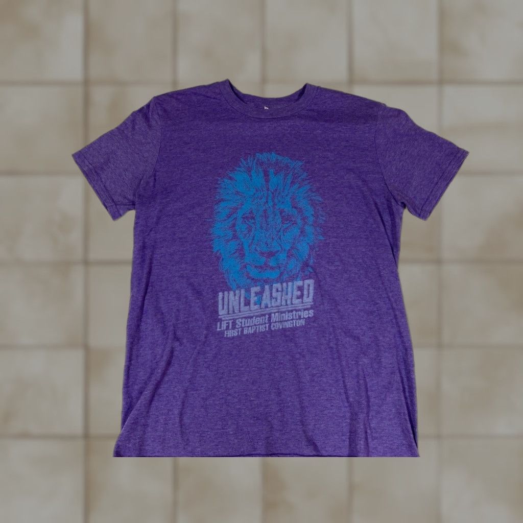 Anvil Ministries Mens Shirt M purple Lion Logo Crew Neck Cotton T-Shirt Short Sleeve Regular Size US M / EU 48-50 / 2 - 1 Thumbnail