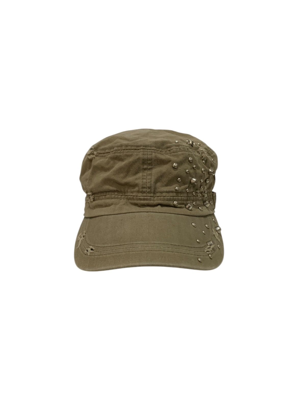 Japanese Brand 2000s Vintage Sun Faded Distressed Cadet Hat Studded Size ONE SIZE - 3 Thumbnail