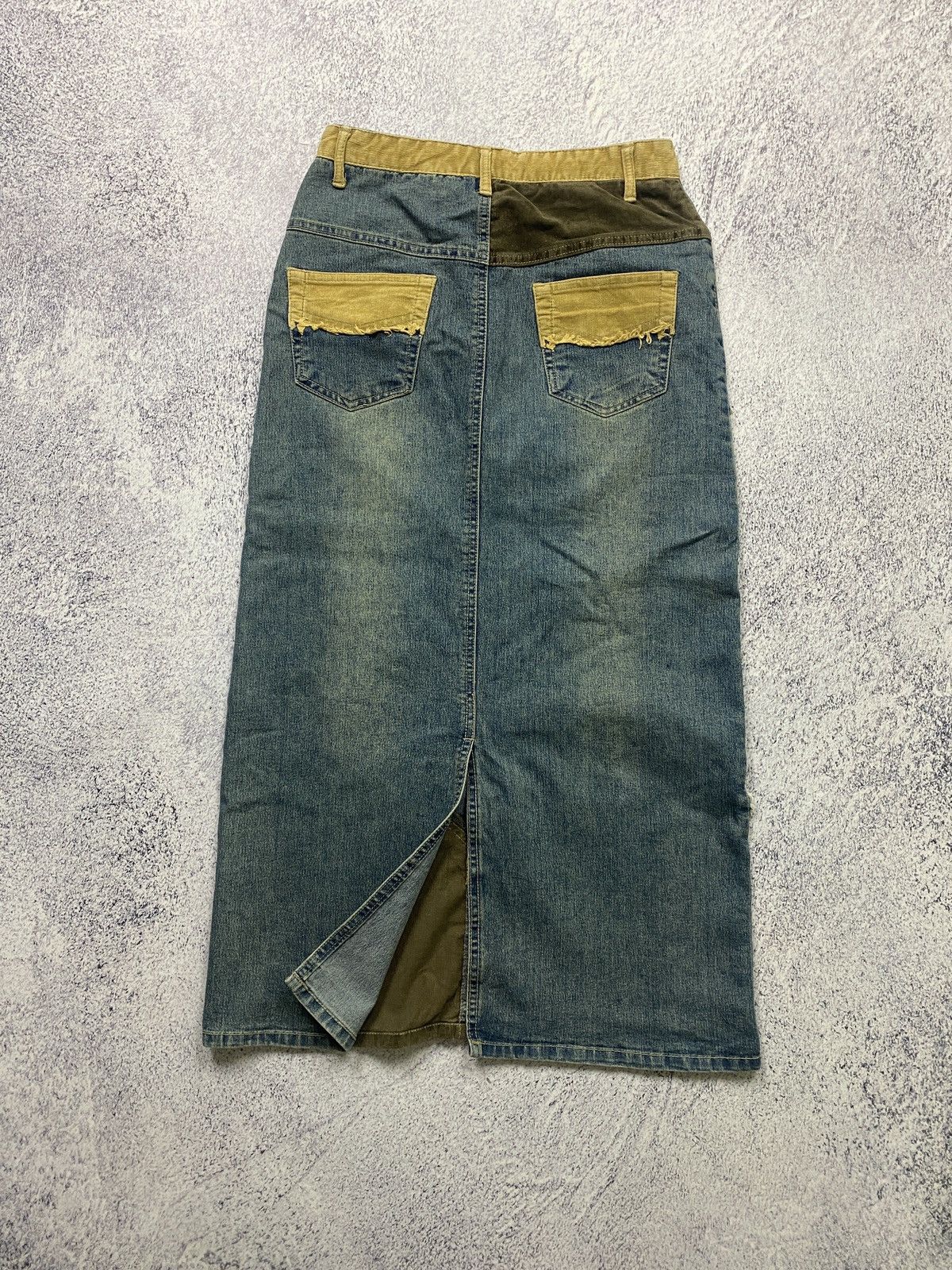 Japanese Brand Vintage Denim Patchwork Midi Skirt Y2K Size 36" / US 14 / IT 50 - 4 Thumbnail