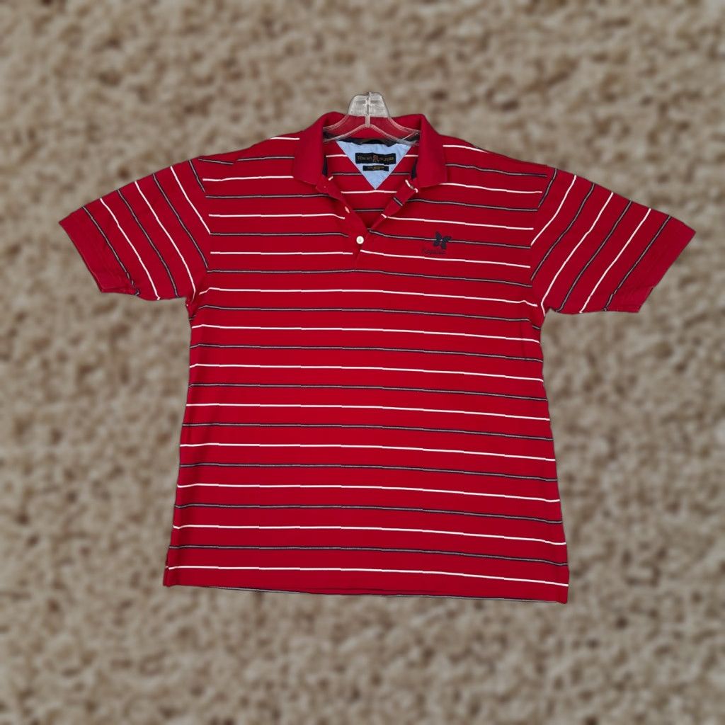 Tommy Hilfiger Tommy Hilfiger Golf Polo Shirt Adult Medium Red Stripe 100% Cotton Size US M / EU 48-50 / 2 - 1 Thumbnail