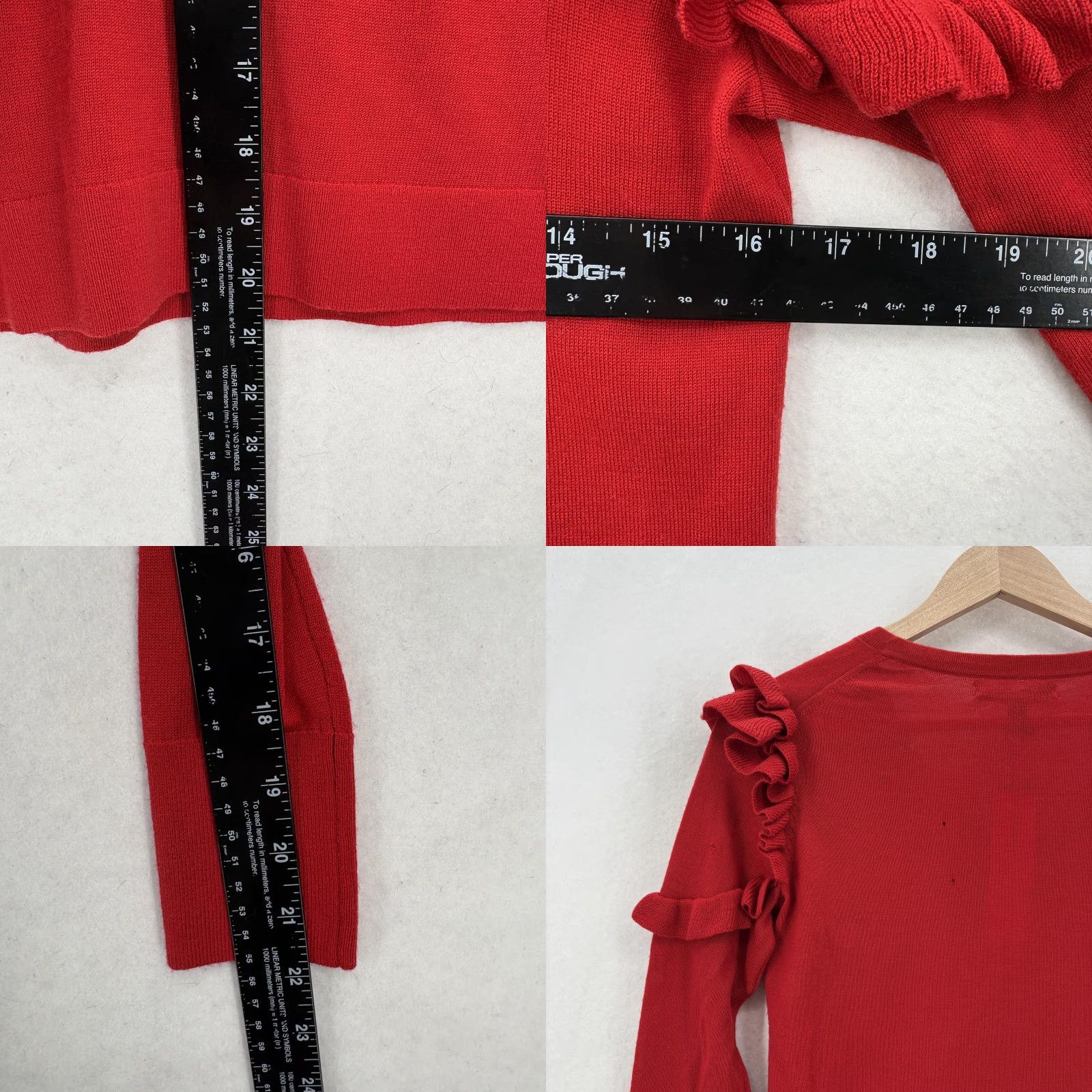 Banana Republic Banana Republic Sweater Womens XS Petite Red Merino Wool V-Neck Ruffle Pullover Size XS / US 0-2 / IT 36-38 - 8 Thumbnail