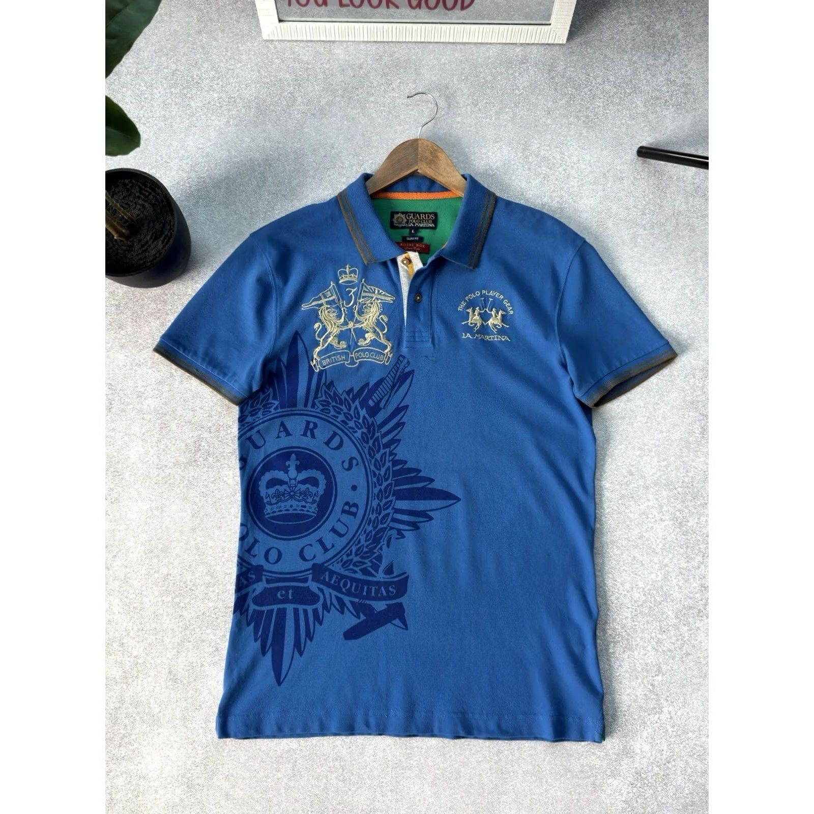 La Martina VINTAGE La Martina Guards Polo Club Big Logo Y2K Blue Polo Shirt L Men Size US L / EU 52-54 / 3 - 2 Thumbnail