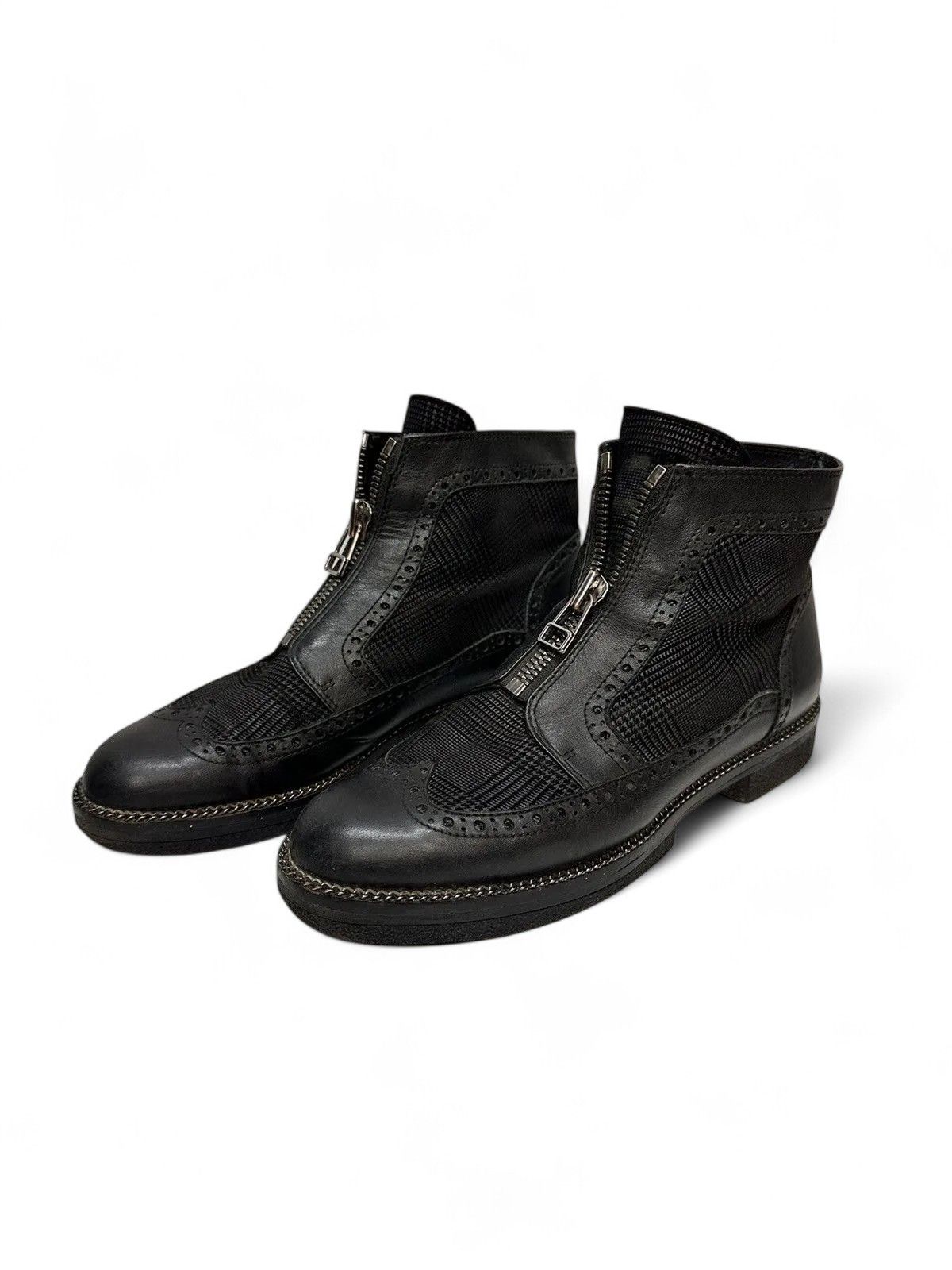 A.S.98 Vintage Orsace Black Leather Brogue Zip Gothic Avantgarde Size US 8 / IT 38 - 4 Thumbnail