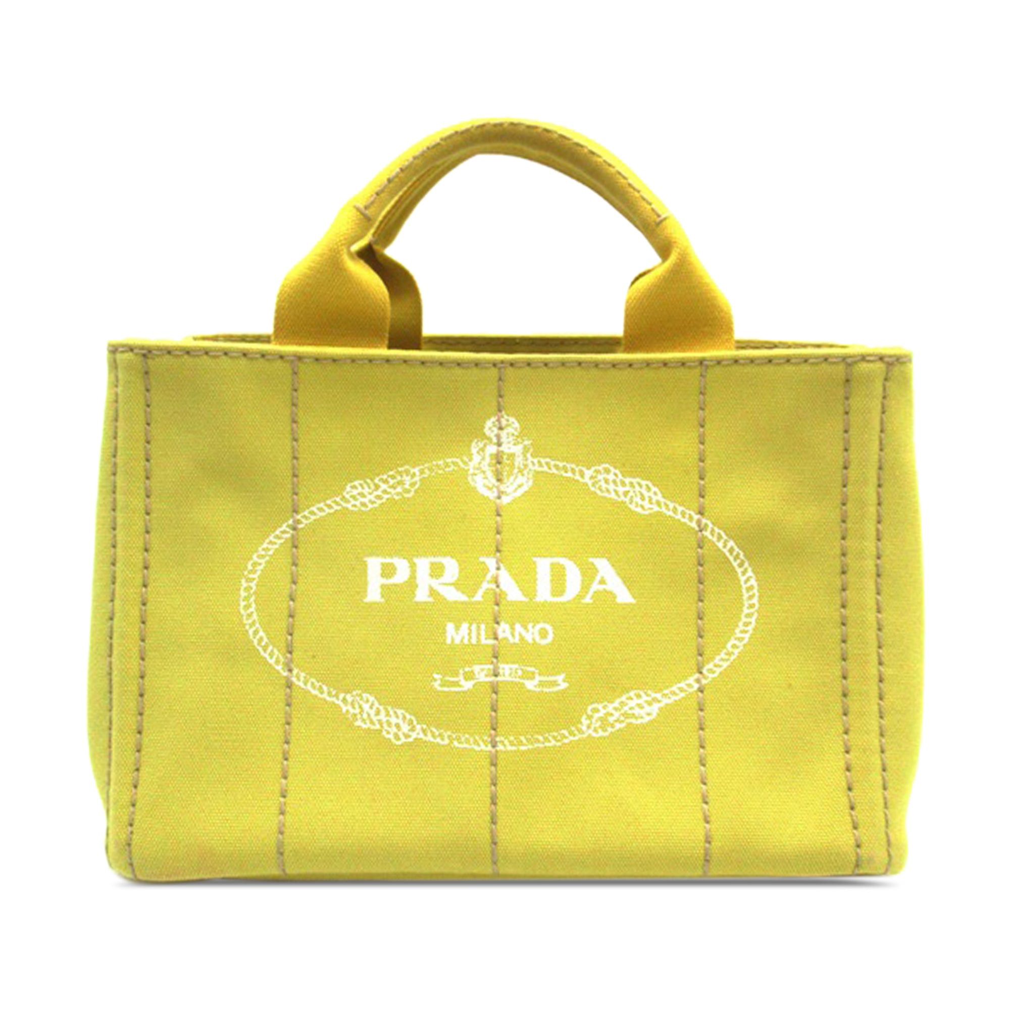 image of Prada Canapa Logo Tote Tote Bag in Yellow, Women's