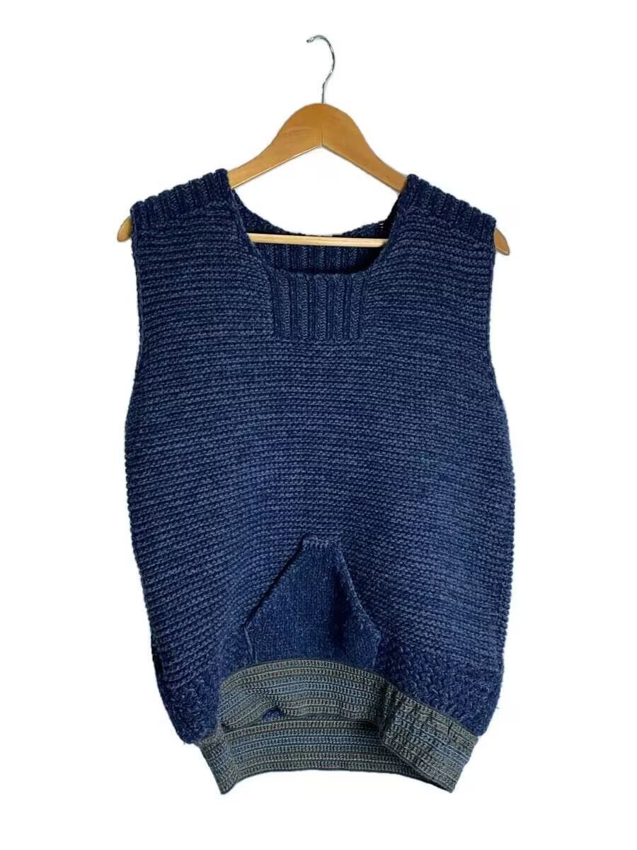 image of Kapital Patch Wool Knit Sweater Vest in Navy, Men's (Size Small)